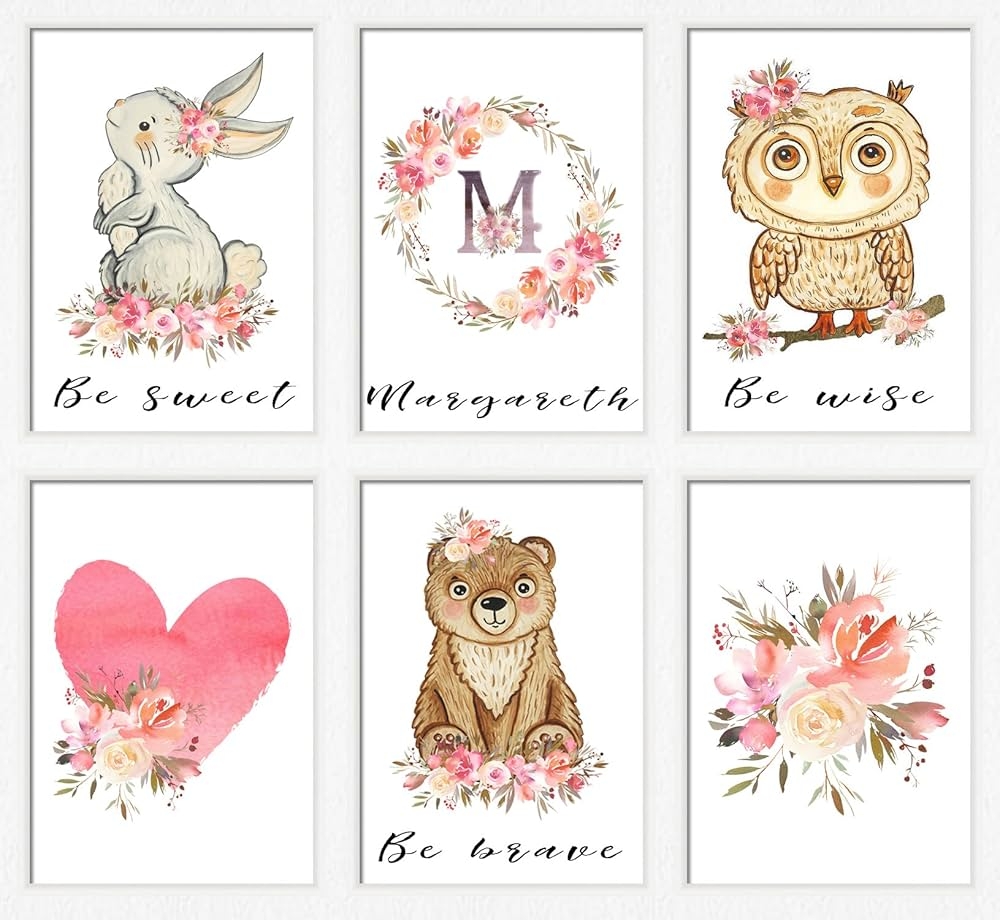 Amazon Woodland Nursery Art Girl Pink Woodland Animals Decor Printables Nursery Prints Set Boho Woodland Animals Woodland Nursery Ideas For Girl Floral Nursery Decor Floral Nursery Print Nursery Printable Handmade Products