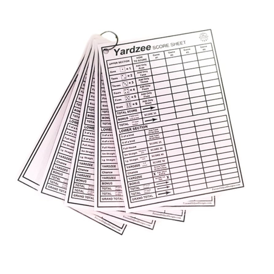 Amazon Yardzee And Yarkle 5 X 7 Yard Dice Dry Erase Score Cards Pack Of 5 Includes 4 Yardzee And 1 Yarkle Scorecards With Rules On Back Handmade Products