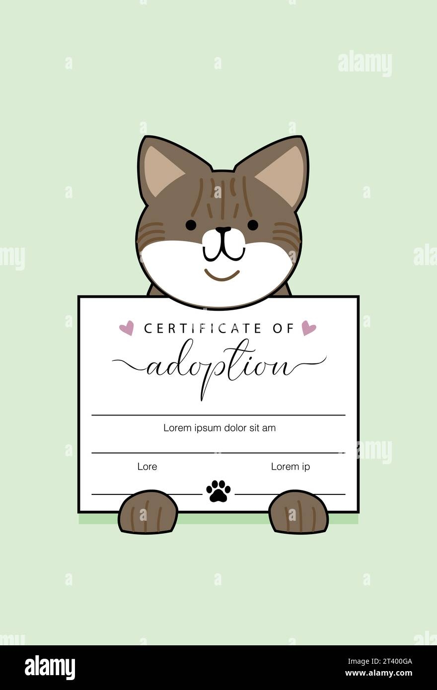 Animal Adoption Certificate Stock Vector Images Alamy