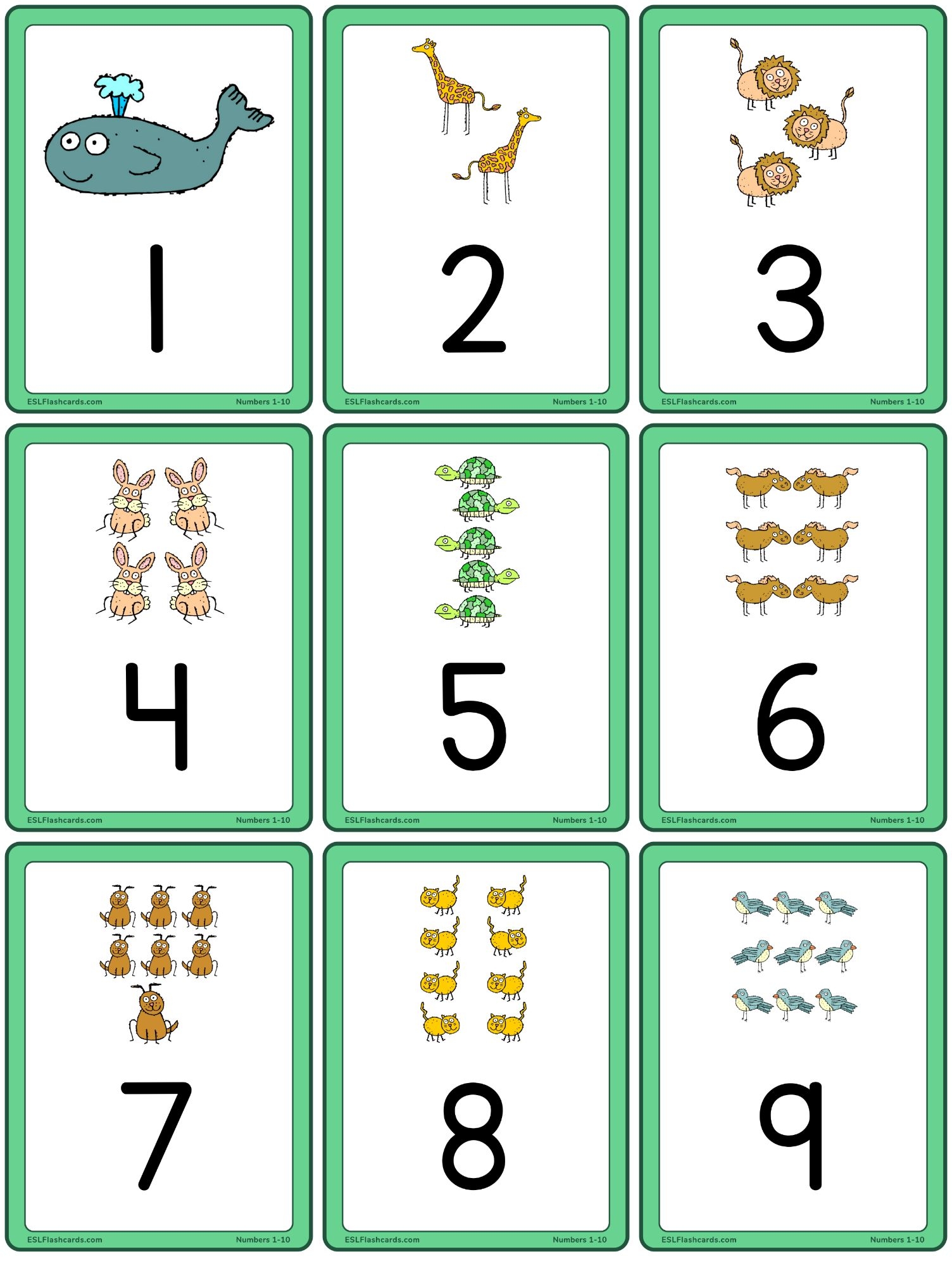 Animals 1 To 10 ESL Flashcards