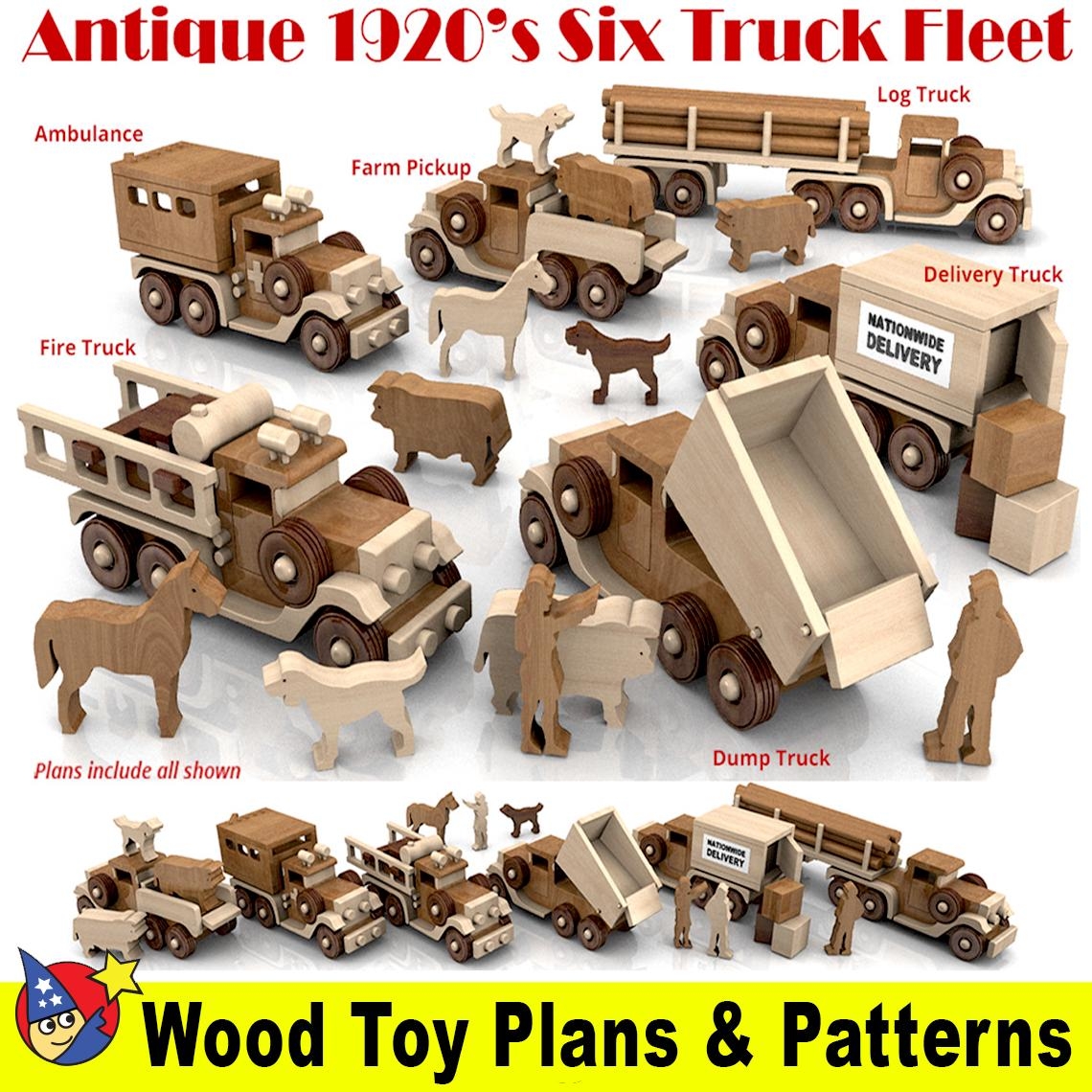 Antique 1920 s Six Truck Fleet Wood Toy Plans Patterns 5 PDF Downloads Etsy