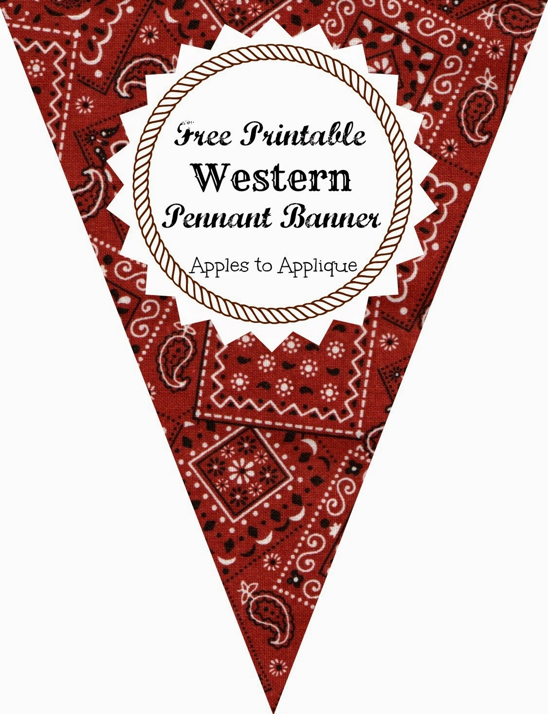 Apples To Applique Western Party Pennant Banner Free Printables 