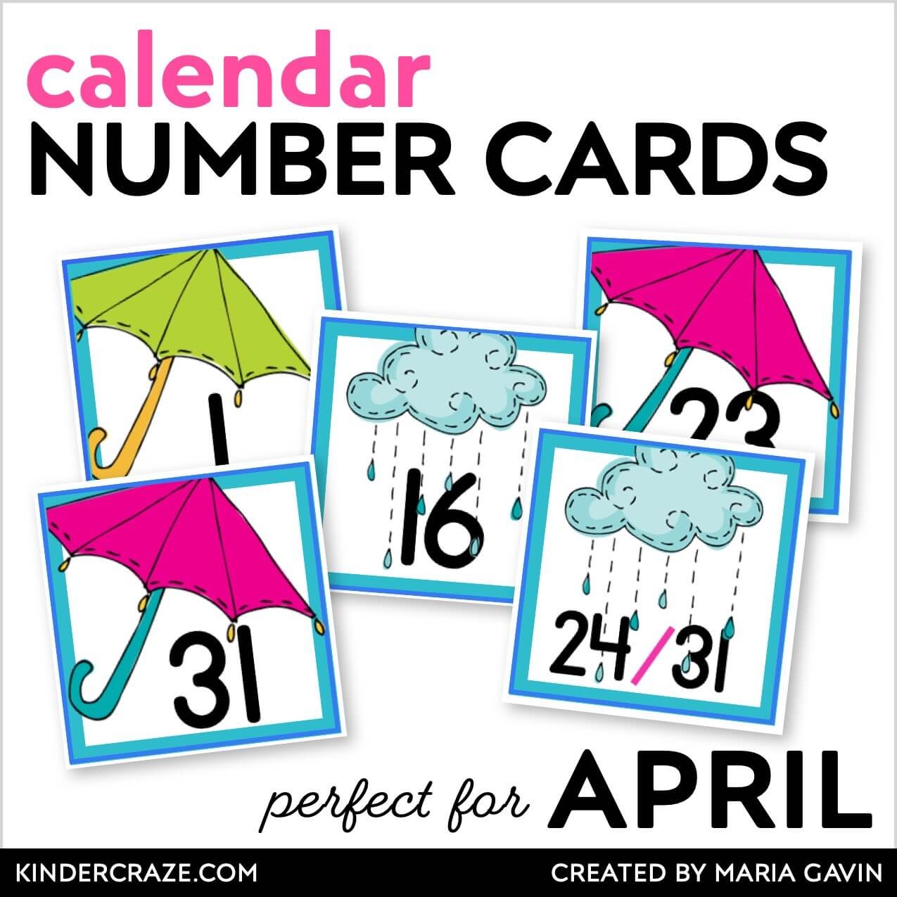 April Rainy Day Calendar Numbers Kinder Craze
