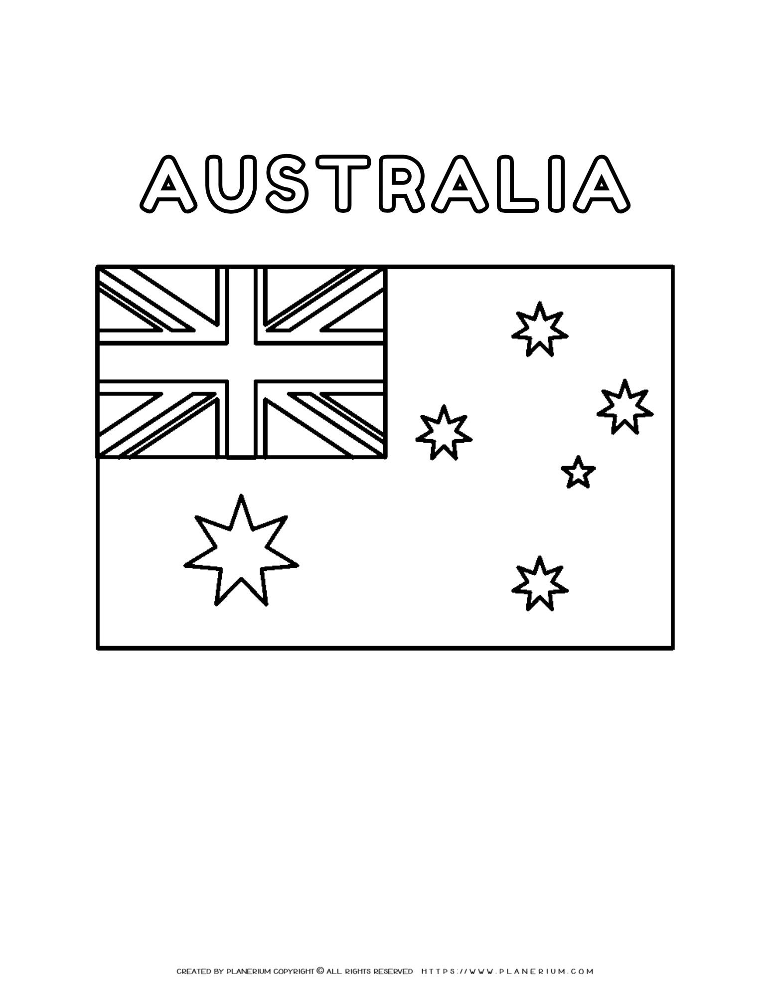Australia Flag Coloring Page Printable For Kids