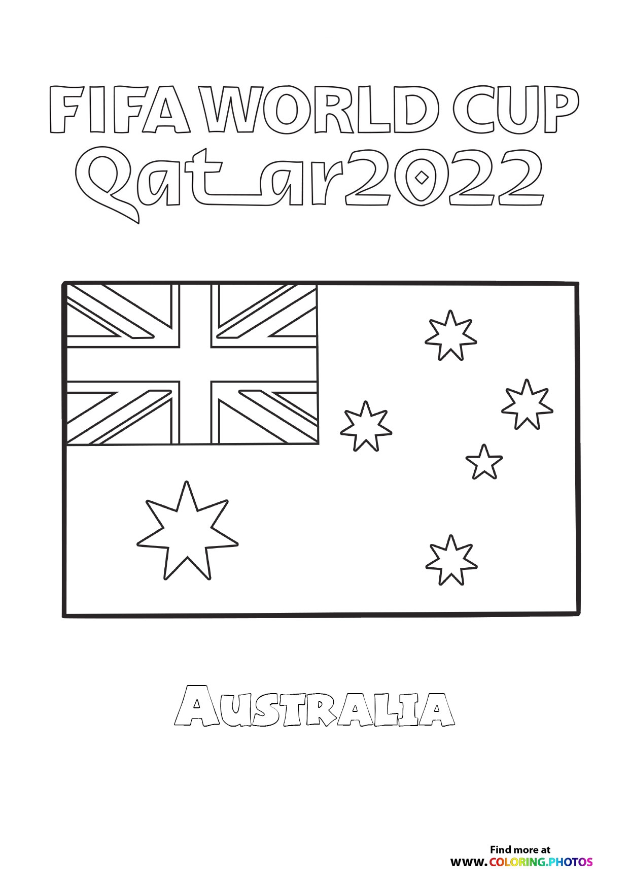 Australia World Cup Flag Coloring Pages For Kids