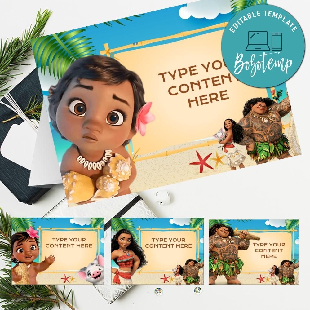 Baby Moana Party Food Labels Printable DIY Bobotemp