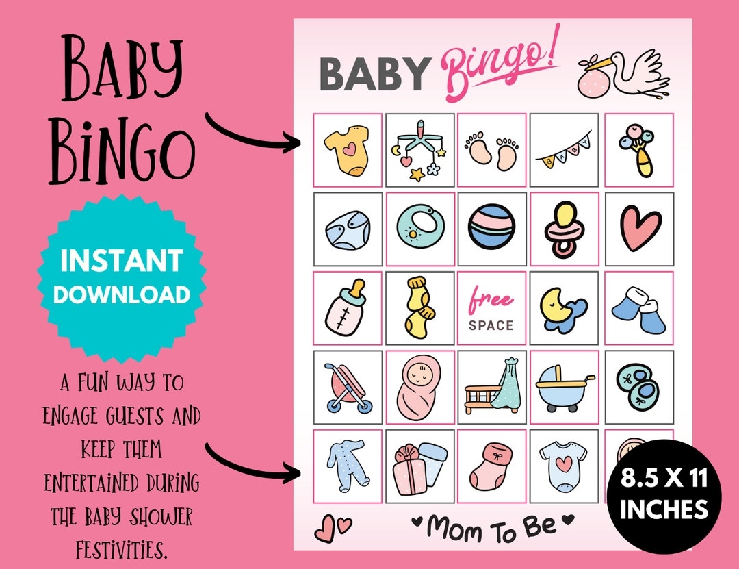 Baby Shower Bingo Printable Baby Girl Bingo Printable Baby Shower Gift Bingo Baby Shower Bingo 15 Cards Baby Bingo Game Instant Download Etsy
