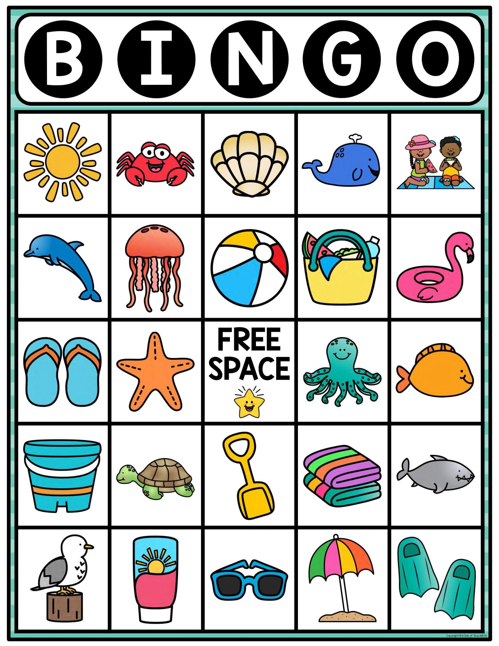 Beach Day Activities End Of The Year BINGO Beach BINGO Ocean BINGO A Dab Of Glue Will Do