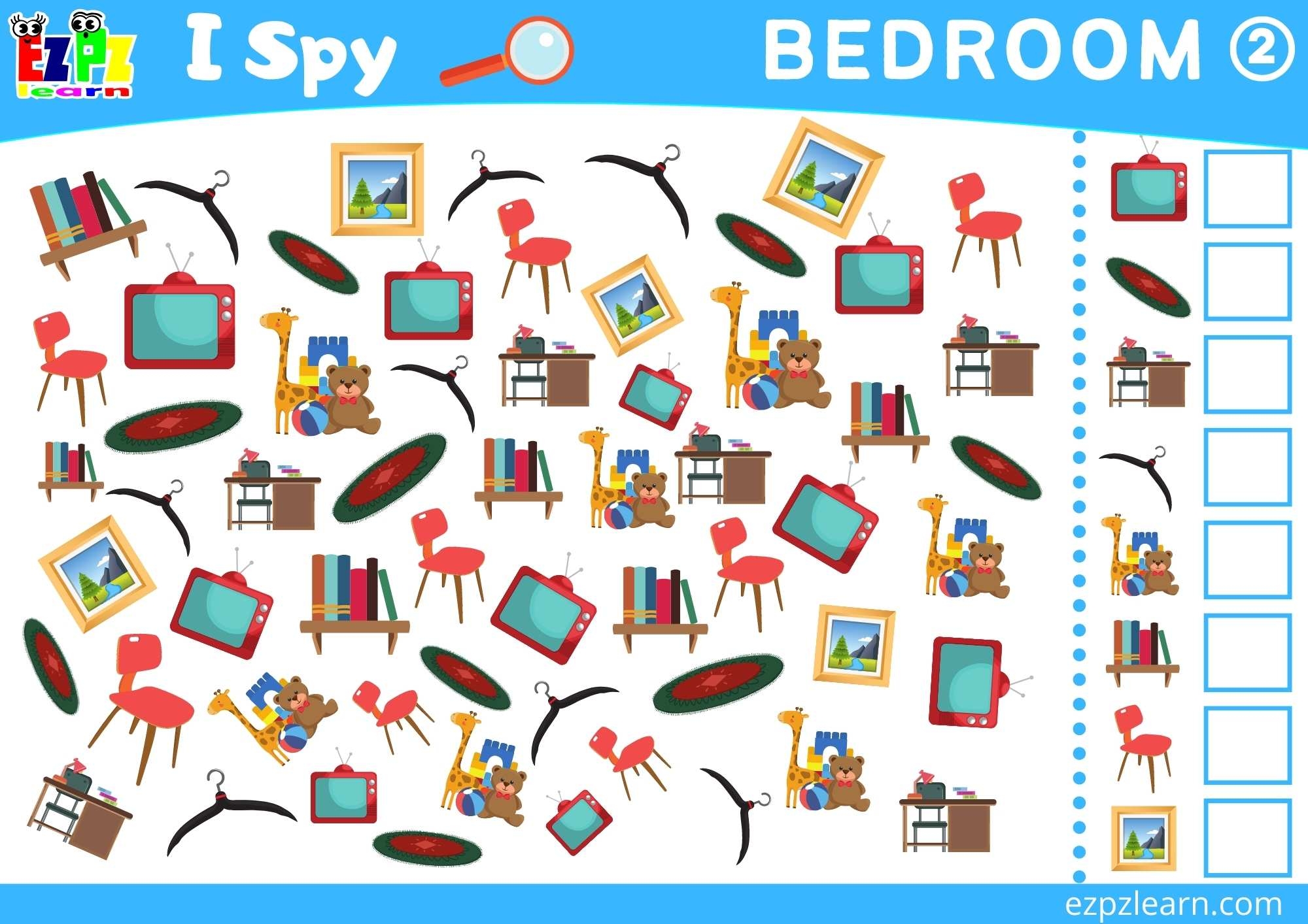 Bedroom 2 Topic I Spy Game For Kids Free PDF Download Ezpzlearn