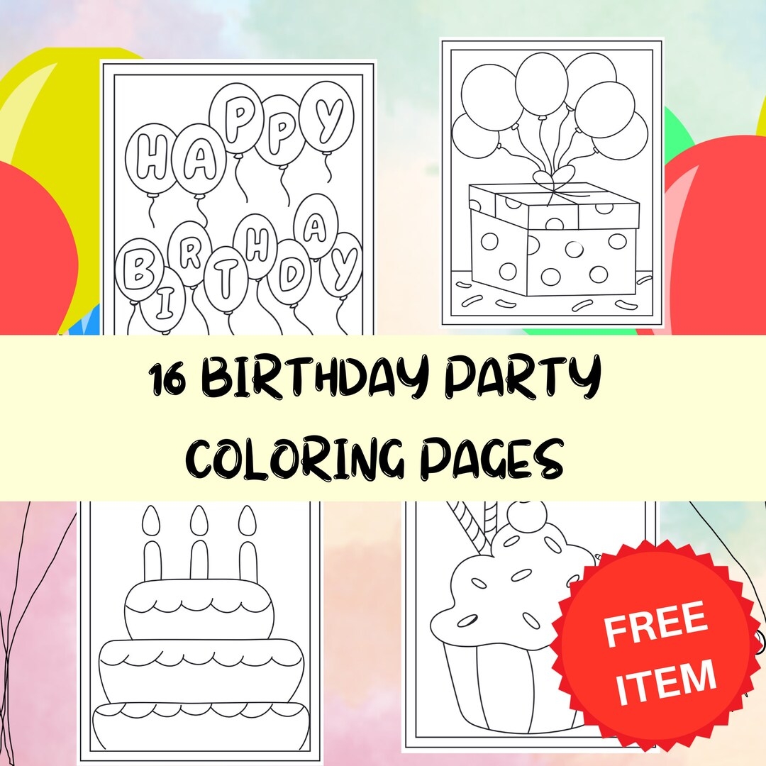 Birthday Coloring Pages With FREE CUSTOMIZABLE ITEMS Coloring Activity For Kids party Favours Happy Birthday boys girls Printable Instant Etsy