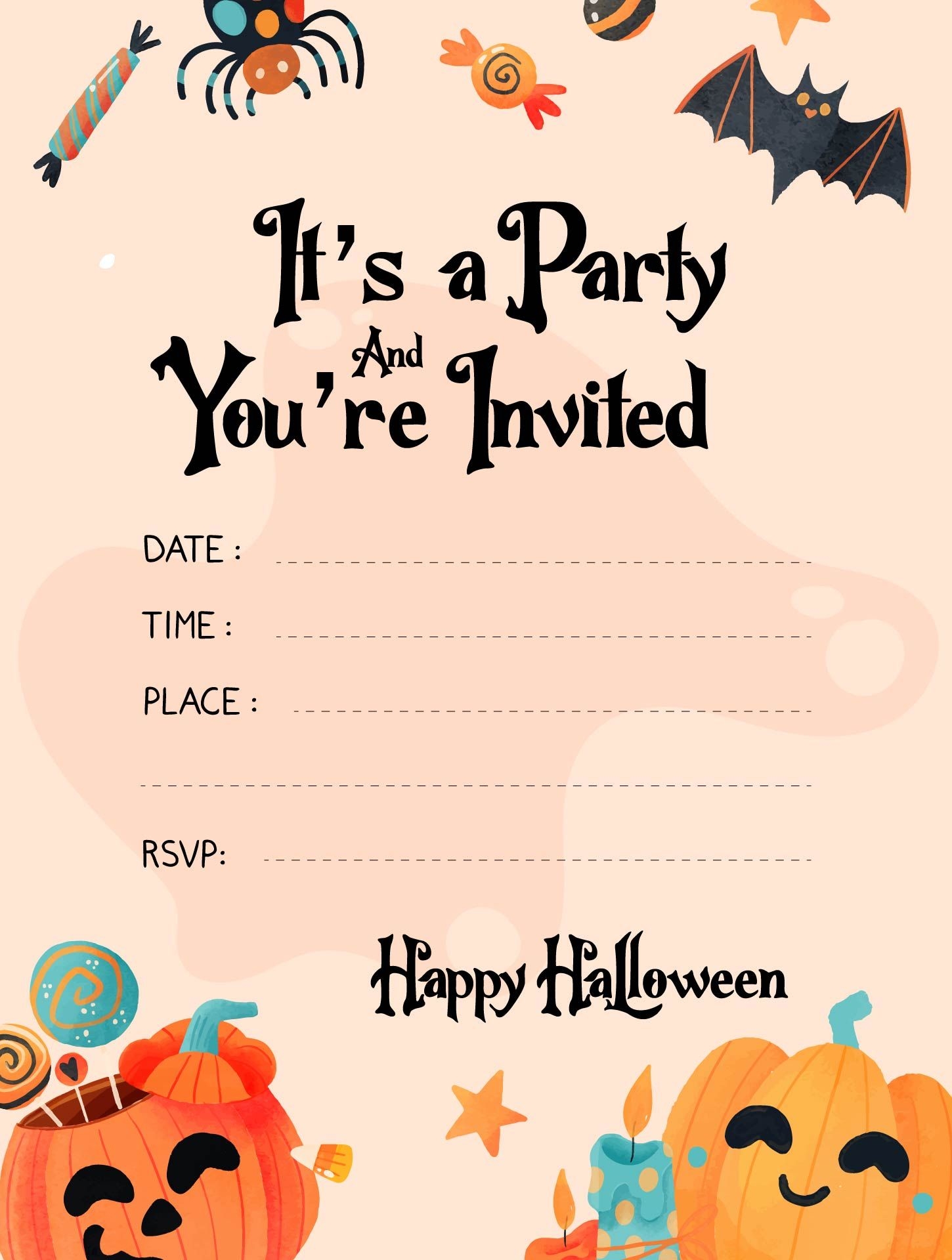 Blank Halloween Invitations 15 Free PDF Printables Printablee