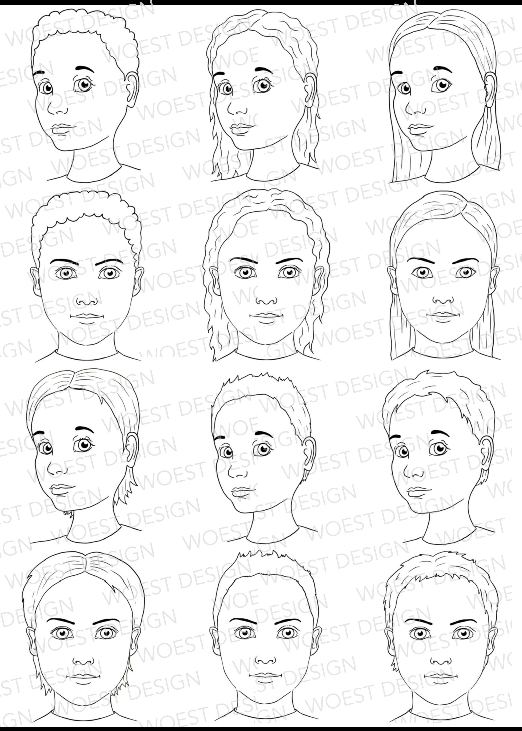 Blank Line Art Template Set B DIGITAL DOWNLOAD Face Paint Design Board Face Painting Template Board Menu Designs Digital Download Etsy