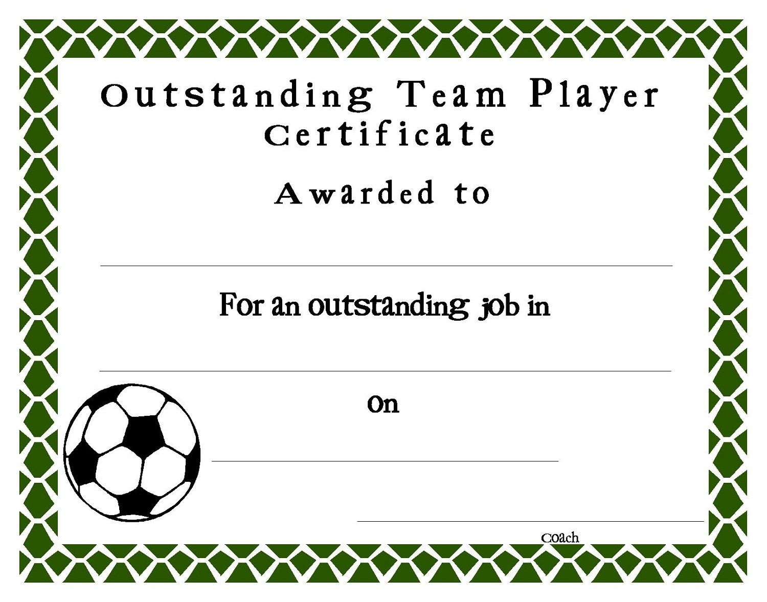 Soccer Award Printable Certificates Free