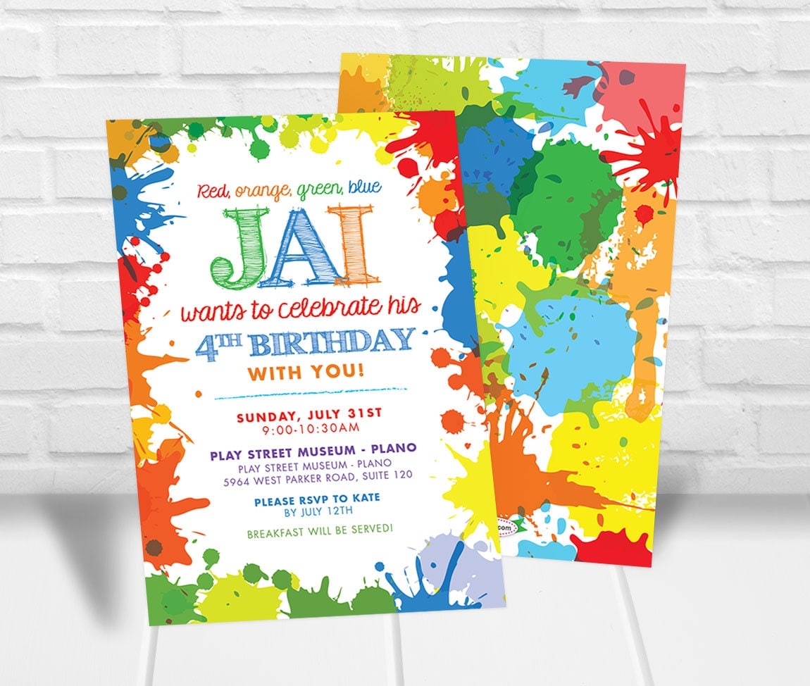 Boys Art Party Invitation Download Boys Art Party Invitaton Boys Digital Paint Party Invitation Paint Splatter Invitation Art Party Invite Etsy