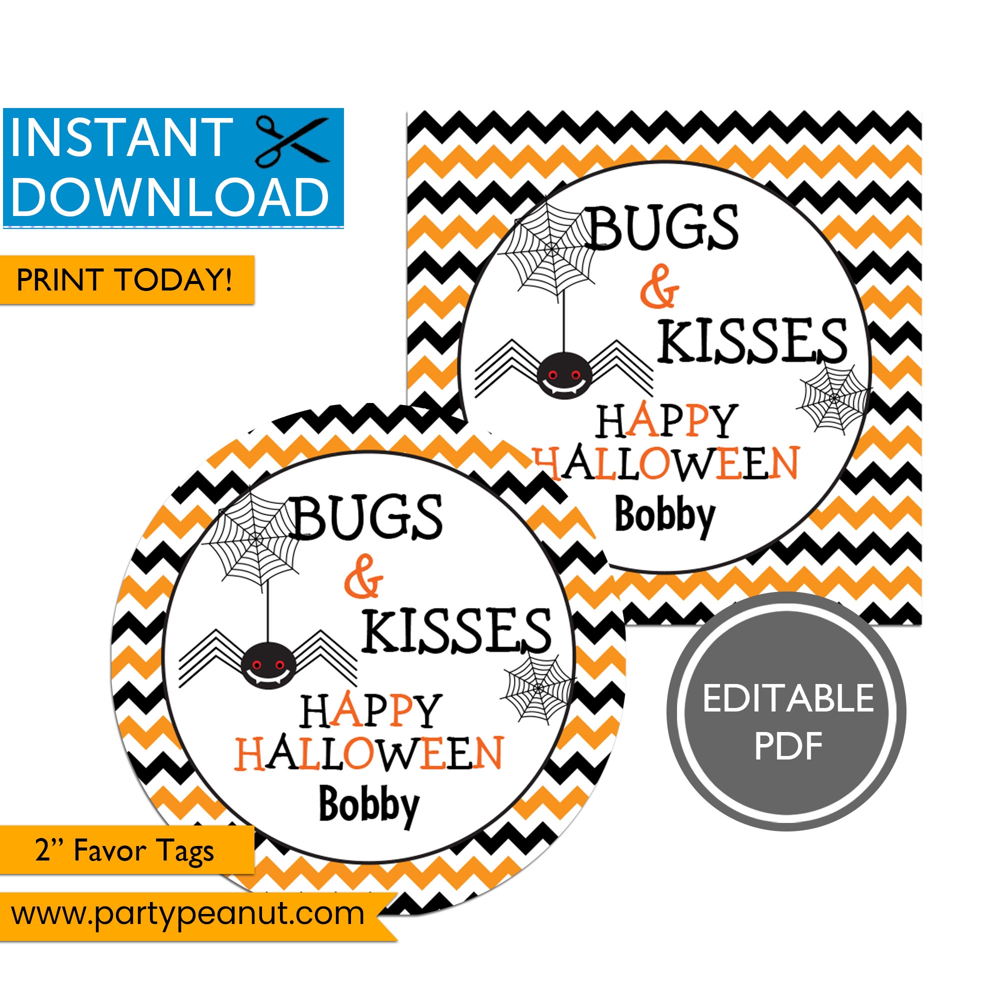 Bugs Kisses Happy Halloween Tags Party Peanut