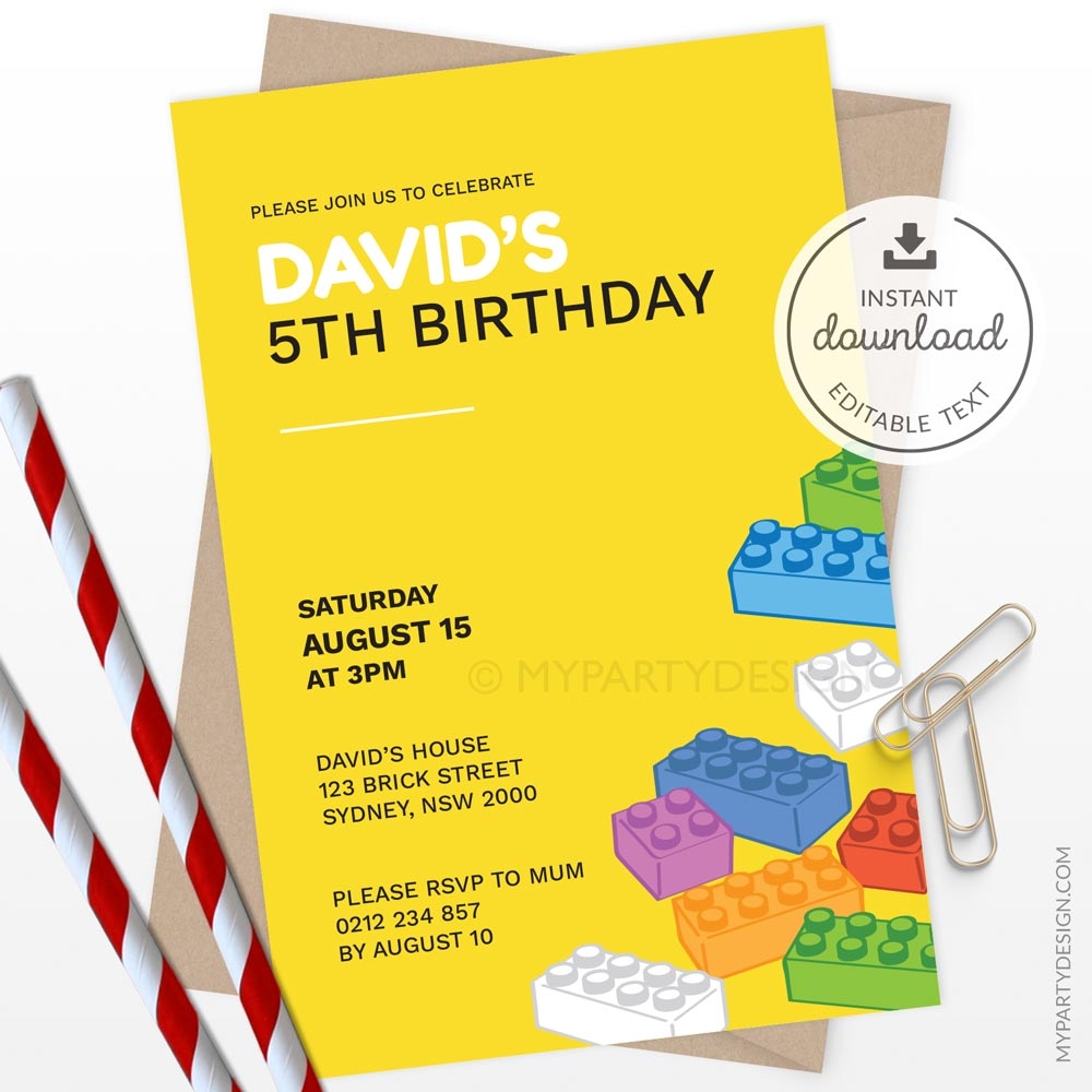 Free Printable Lego Birthday Invitations