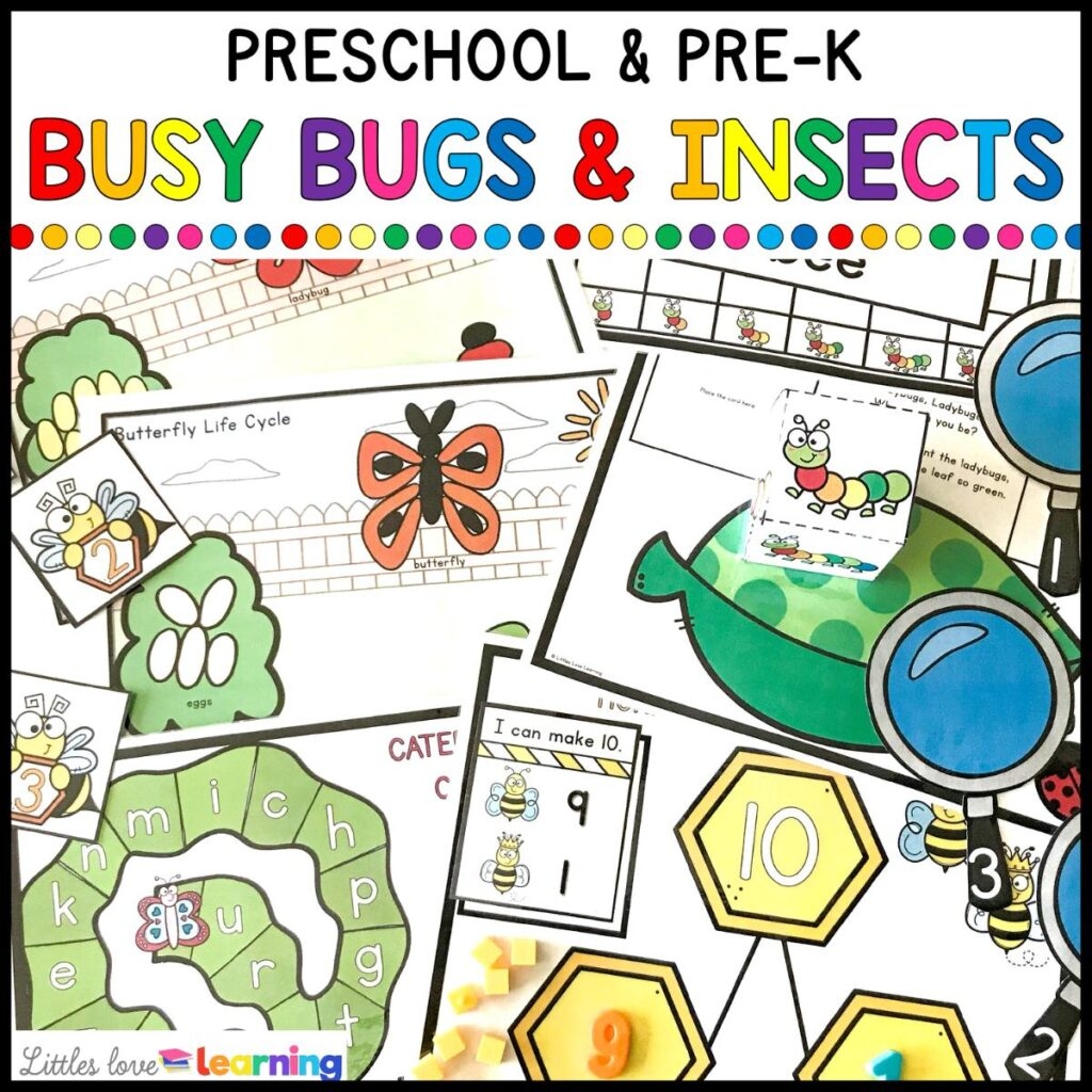 Busy Bugs Insects Preschool Pre K Math Literacy Printables