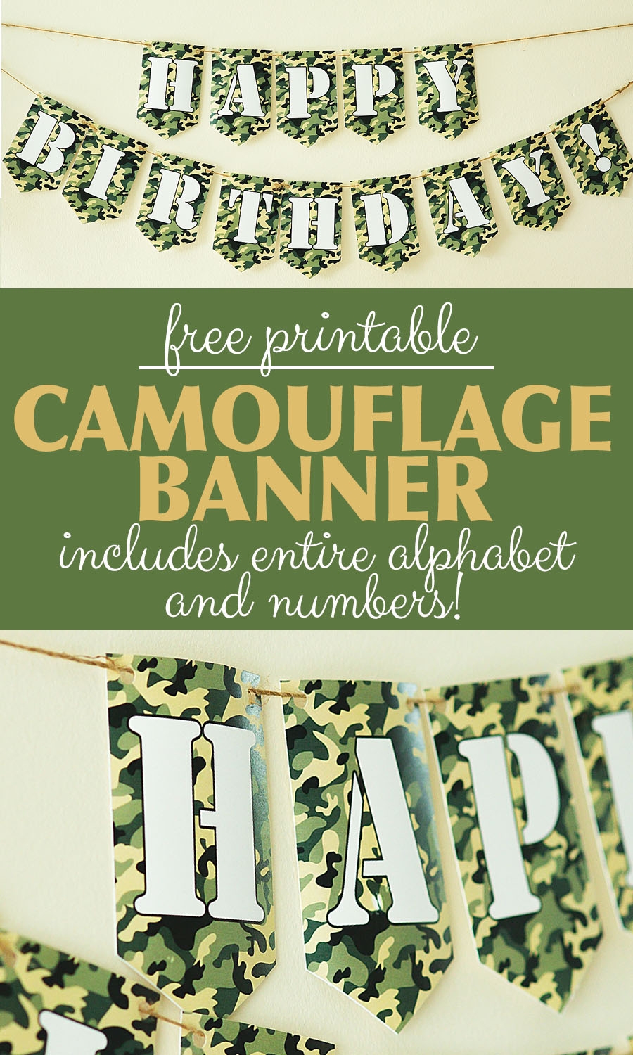 Camo Banner Free Printable Six Clever Sisters