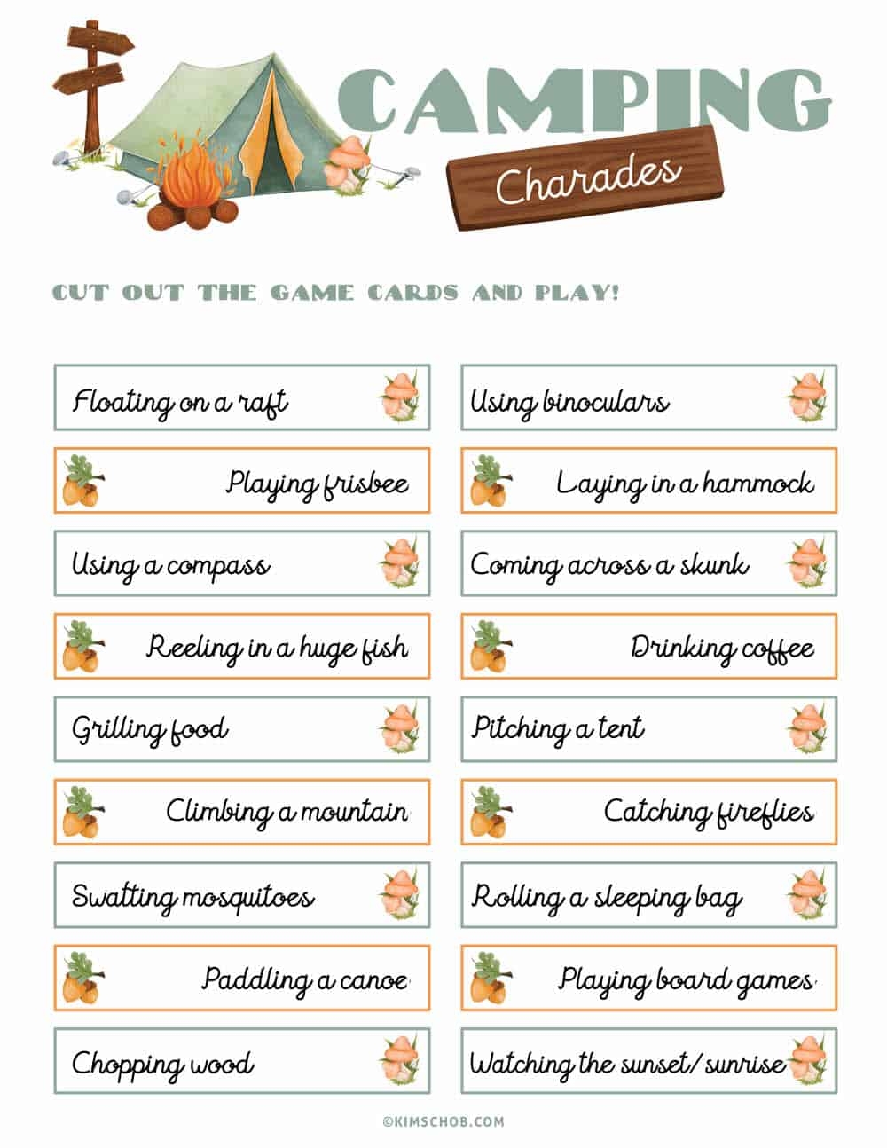 Camping Printable Game Set Kim Schob