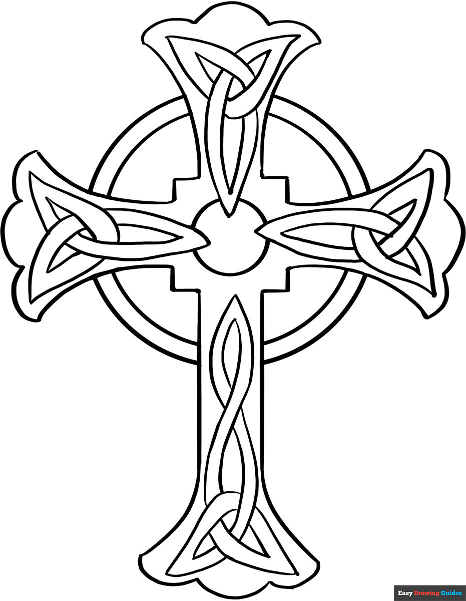 Celtic Cross Coloring Page Easy Drawing Guides