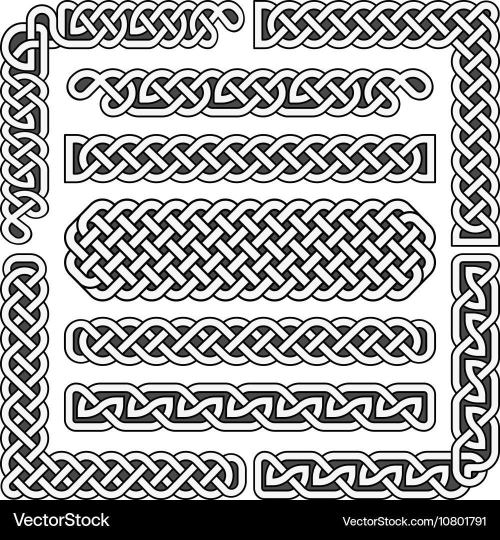Celtic Knots Medieval Seamless Borders Royalty Free Vector