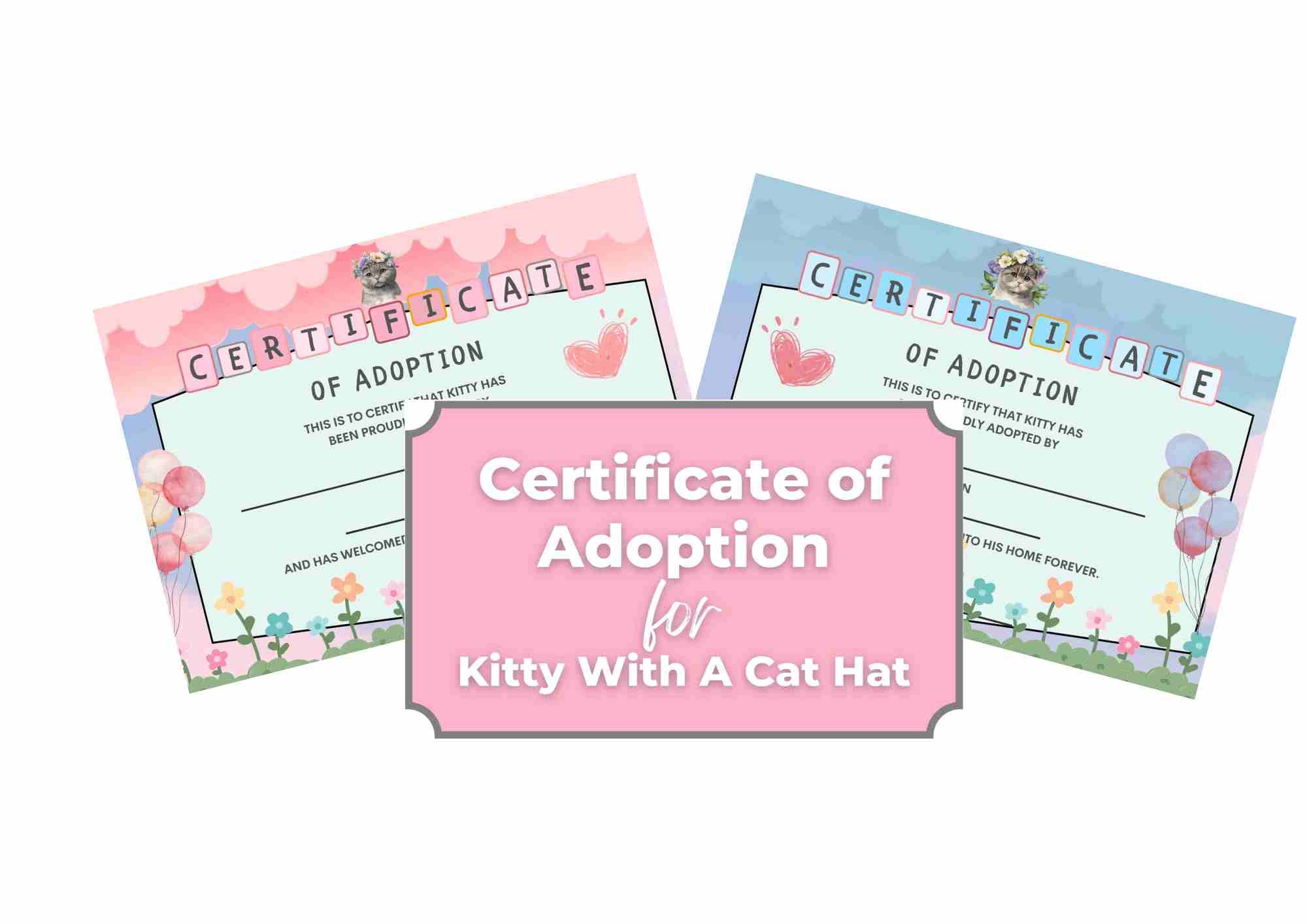 Certificate Of Adoption For Kitty With A Cat Hat PDF Printable Start Crochet