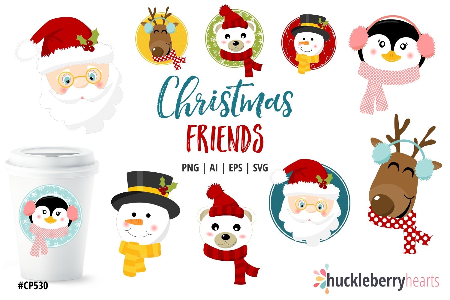 Christmas Clipart Christmas Faces Christmas Characters Christmas SVG Santa Clipart Printable SVG Commercial Use CP531 Etsy