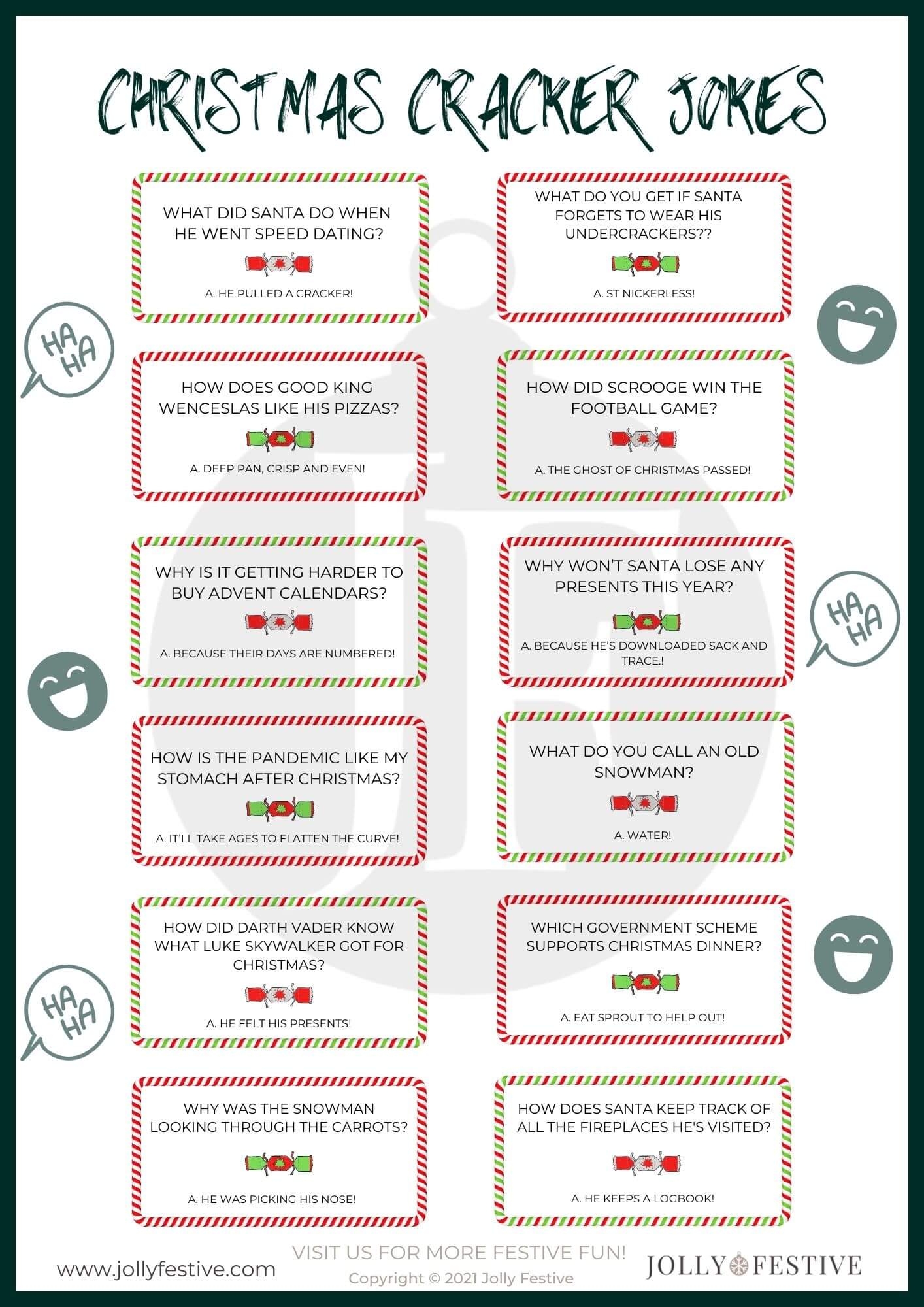 Christmas Cracker Jokes Free Printable Jolly Festive