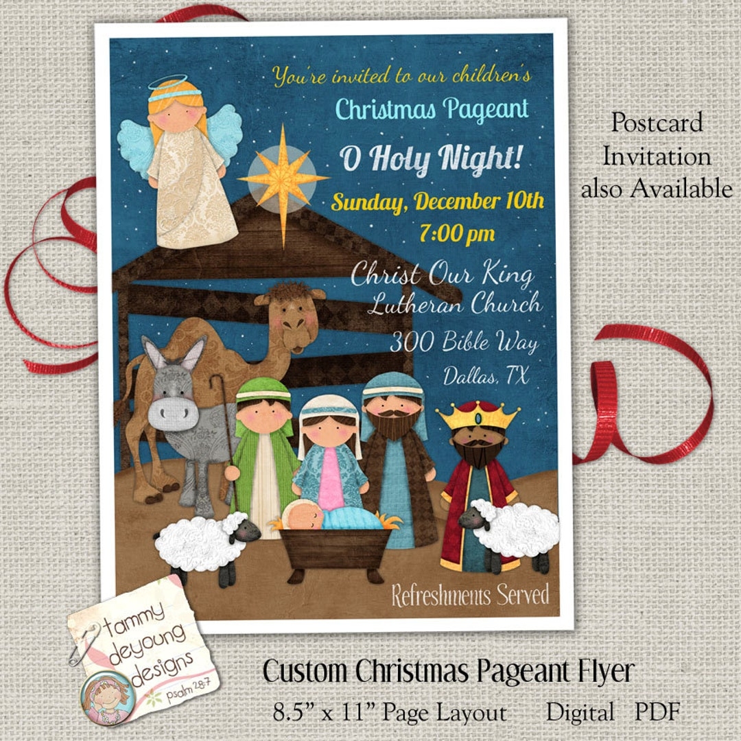 Christmas Pageant Flyer Religious Christmas Invitation Printable Church Nativity Program Kids Christmas Play Announcement Childrens Etsy