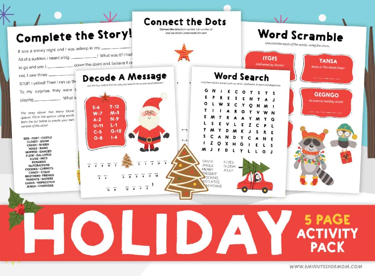 Christmas Printable Activities For Kids 5 Minutes For Mom