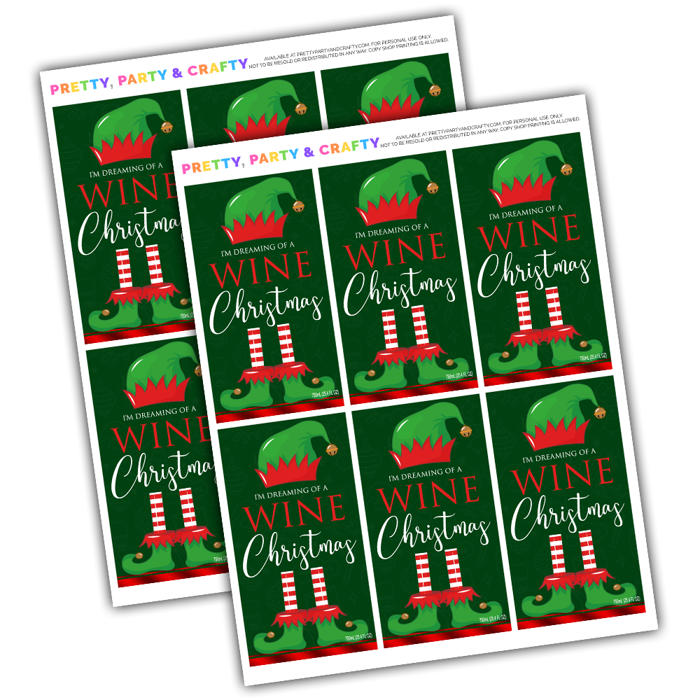 Christmas Wine Labels Pretty Party Crafty