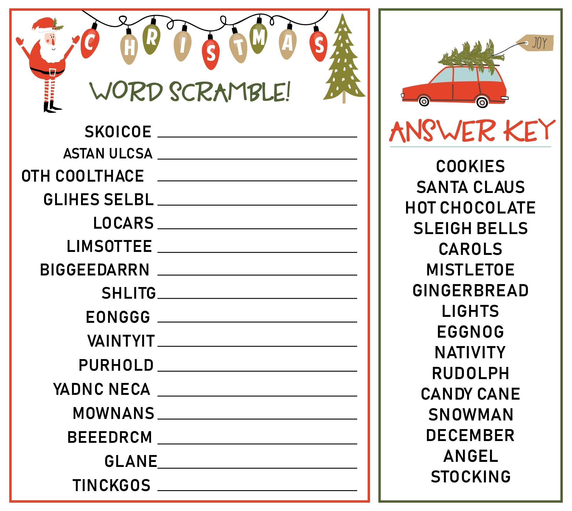 Christmas Word Scramble Game 15 Free PDF Printables Printablee