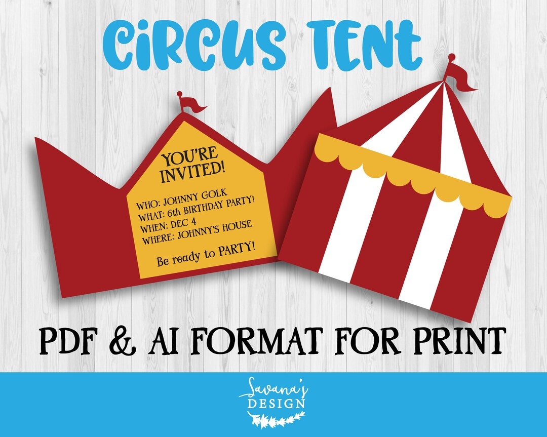 Circus Invitation Circus Birthday Card Template Printable Invitation Circus Tent Circus Party Circus Clipart Circus Baby Shower Etsy