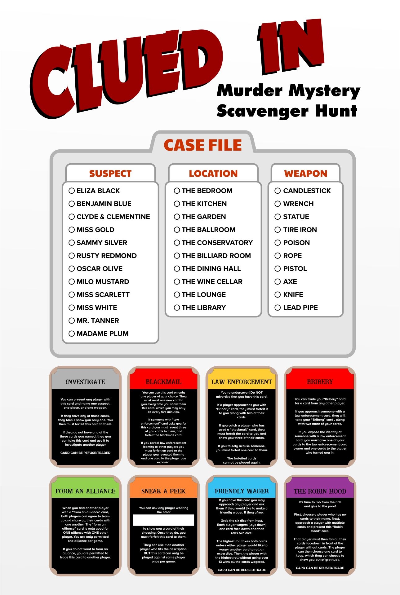 Clue Board Game 10 Free PDF Printables Printablee