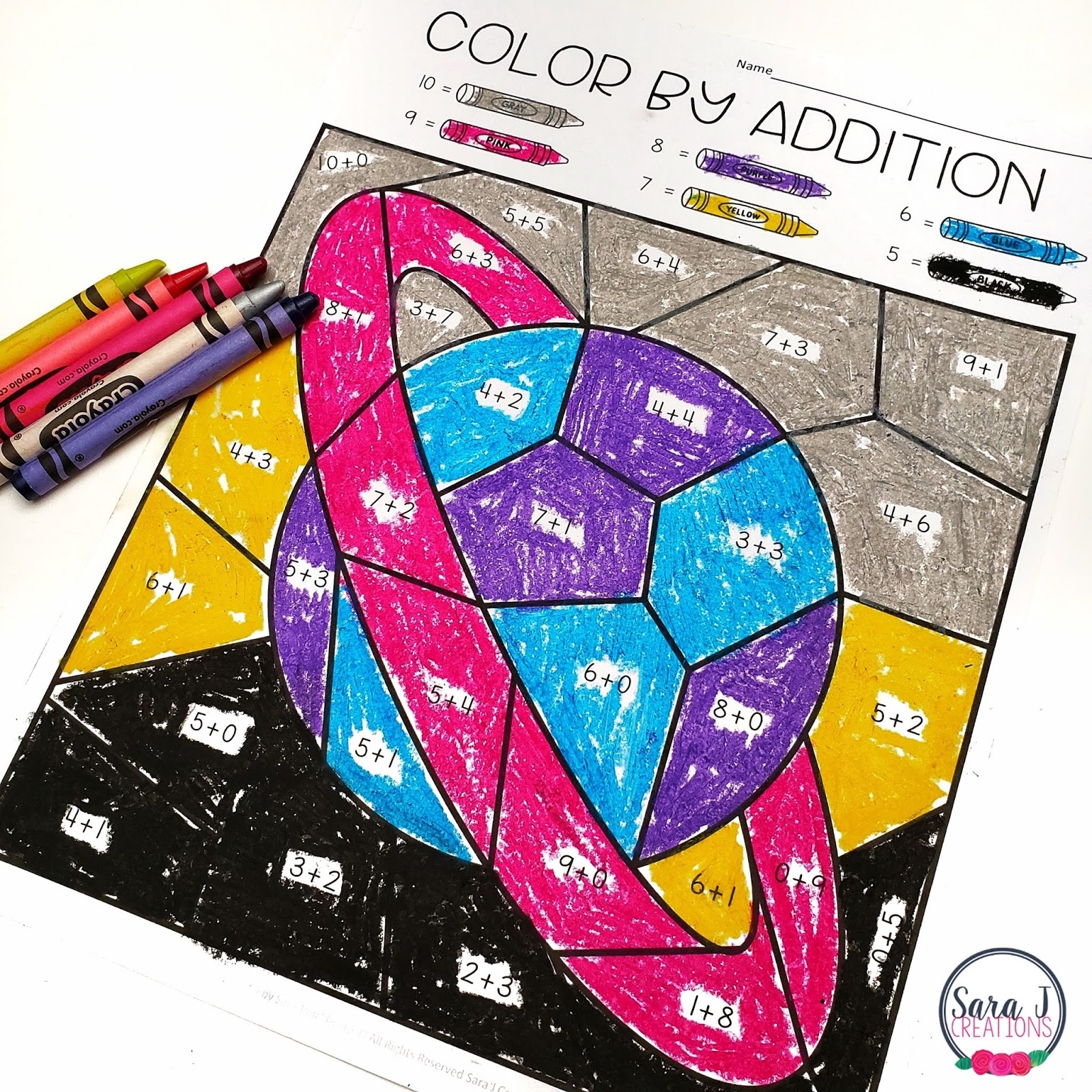 Color By Addition Free Space Themed Printable Sara J Creations