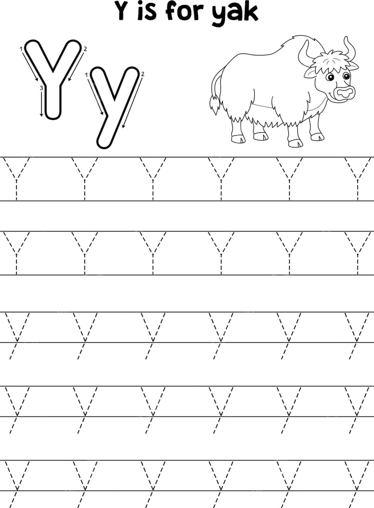 Coloring Page Of Traced Letter Abc With Yak Animal Featured Vector Animal Drawing Ring Drawing Color Drawing PNG And Vector With Transparent Background For Free Download