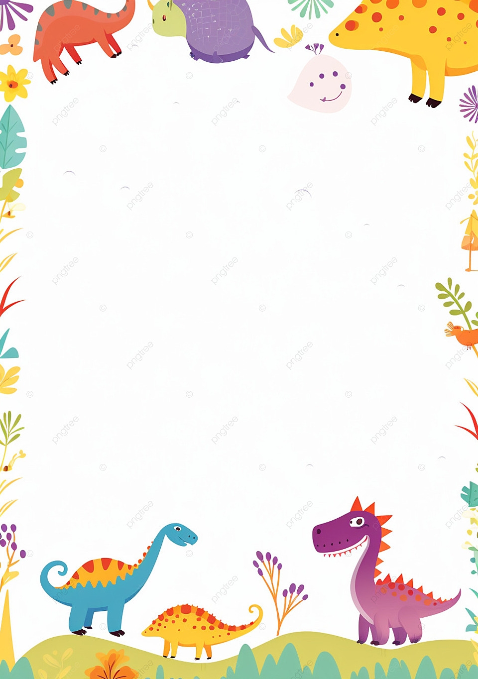 Colourful Cute Cartoon Dinosaur Page Border Background Wallpaper Image For Free Download Pngtree