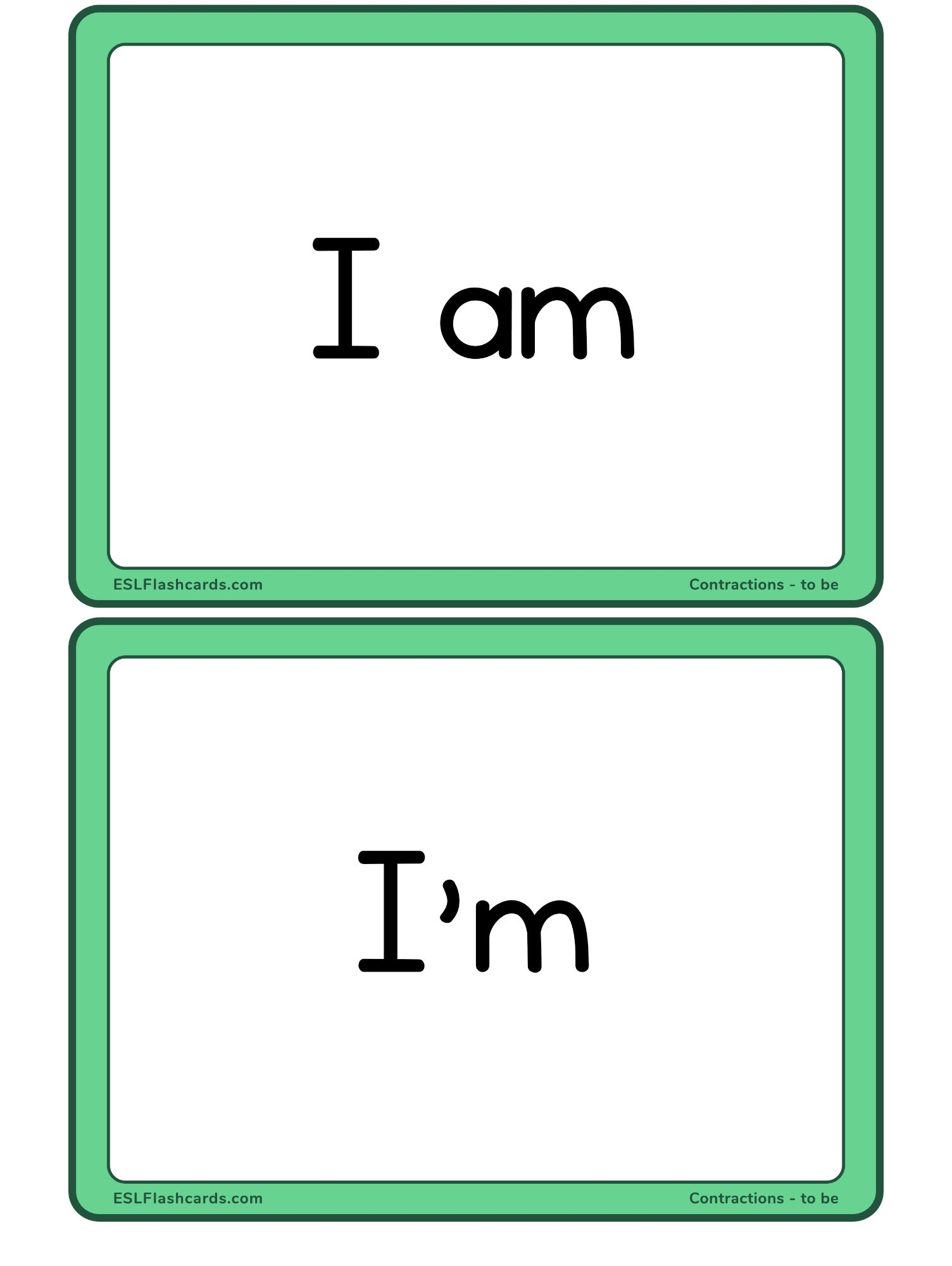 Common Contractions ESL Flashcards