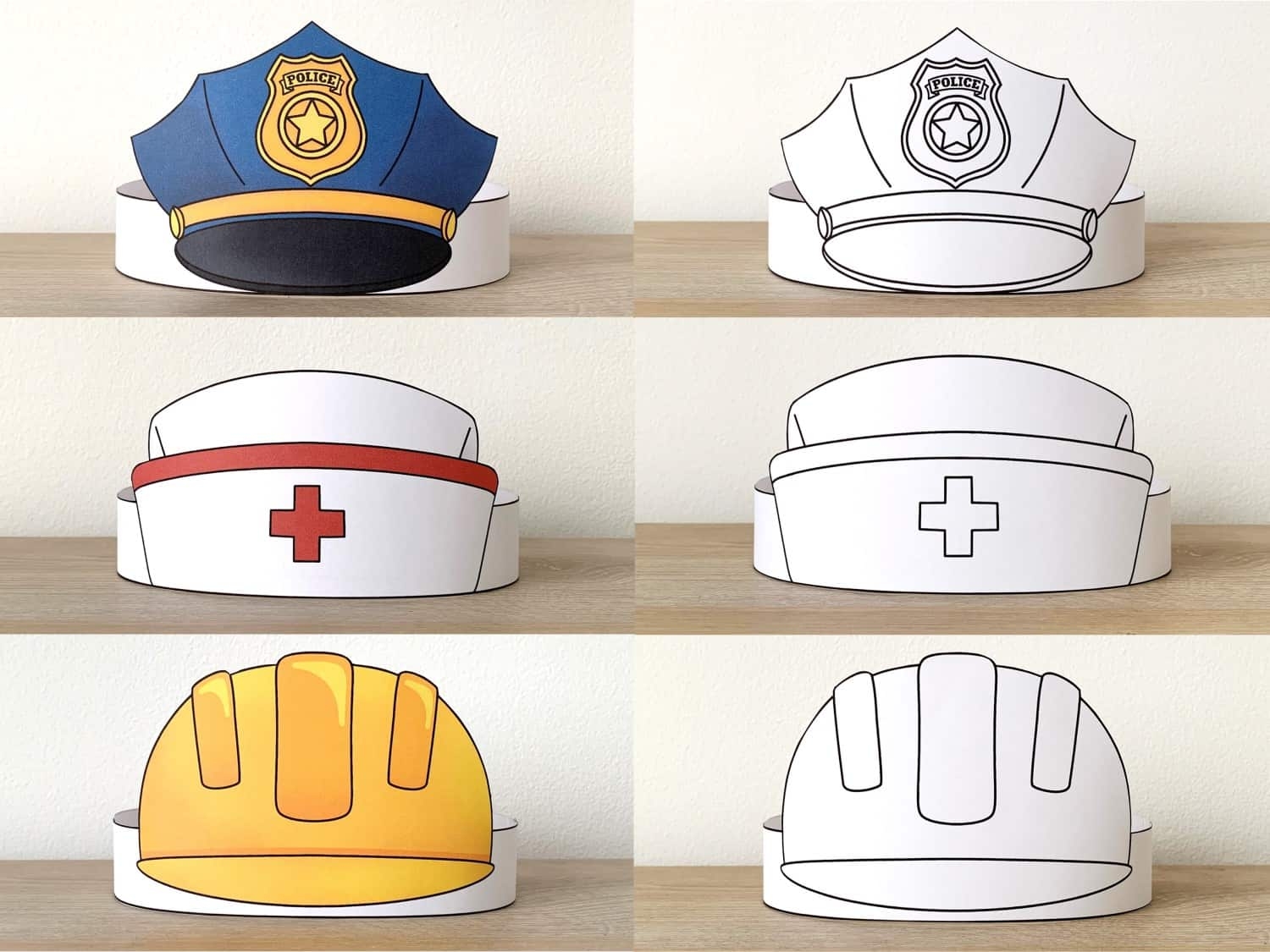 Community Helpers Crowns Coloring Printable Kid Craft Happy Paper Time