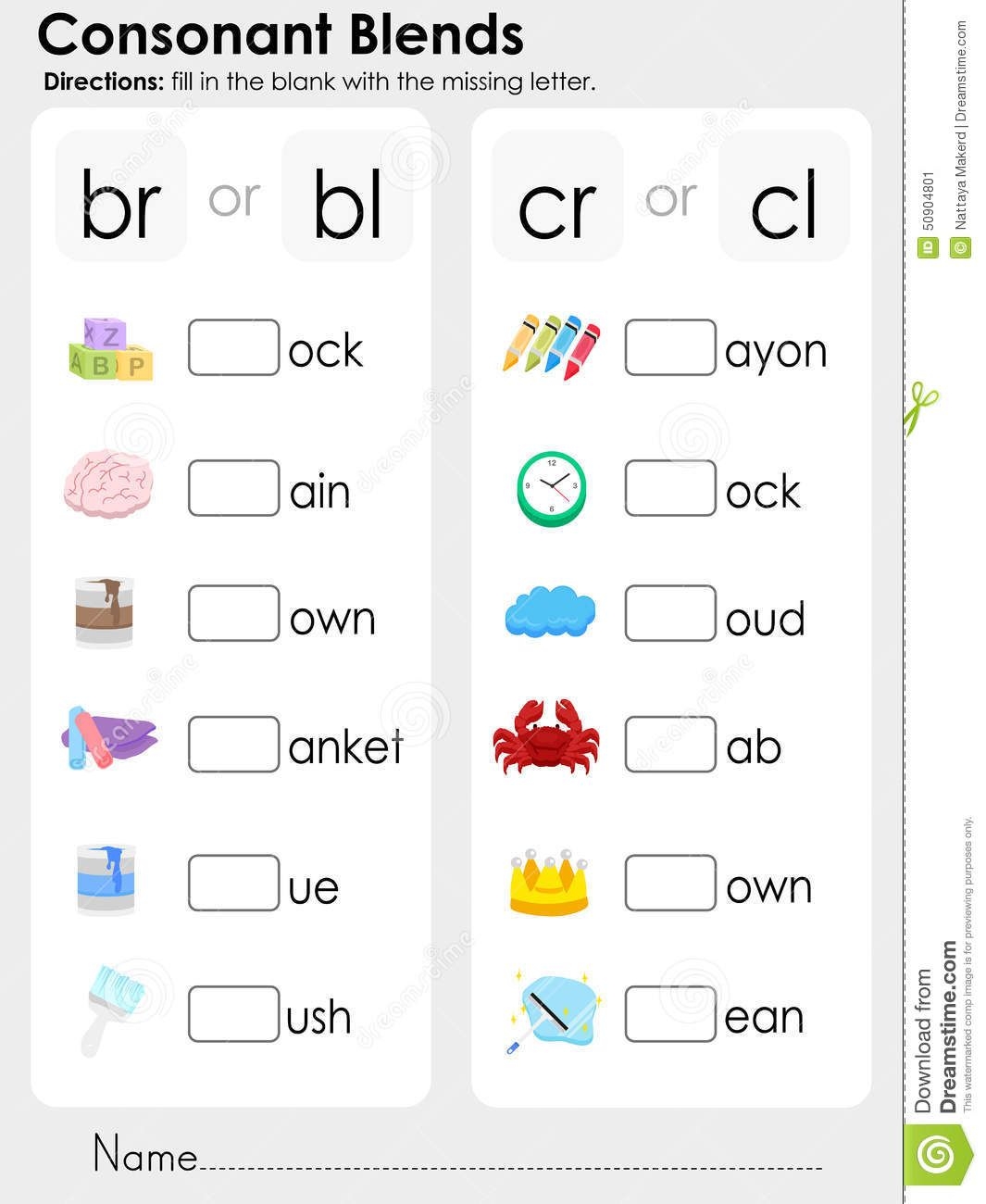 Consonant Blends Worksheets For Kindergarten