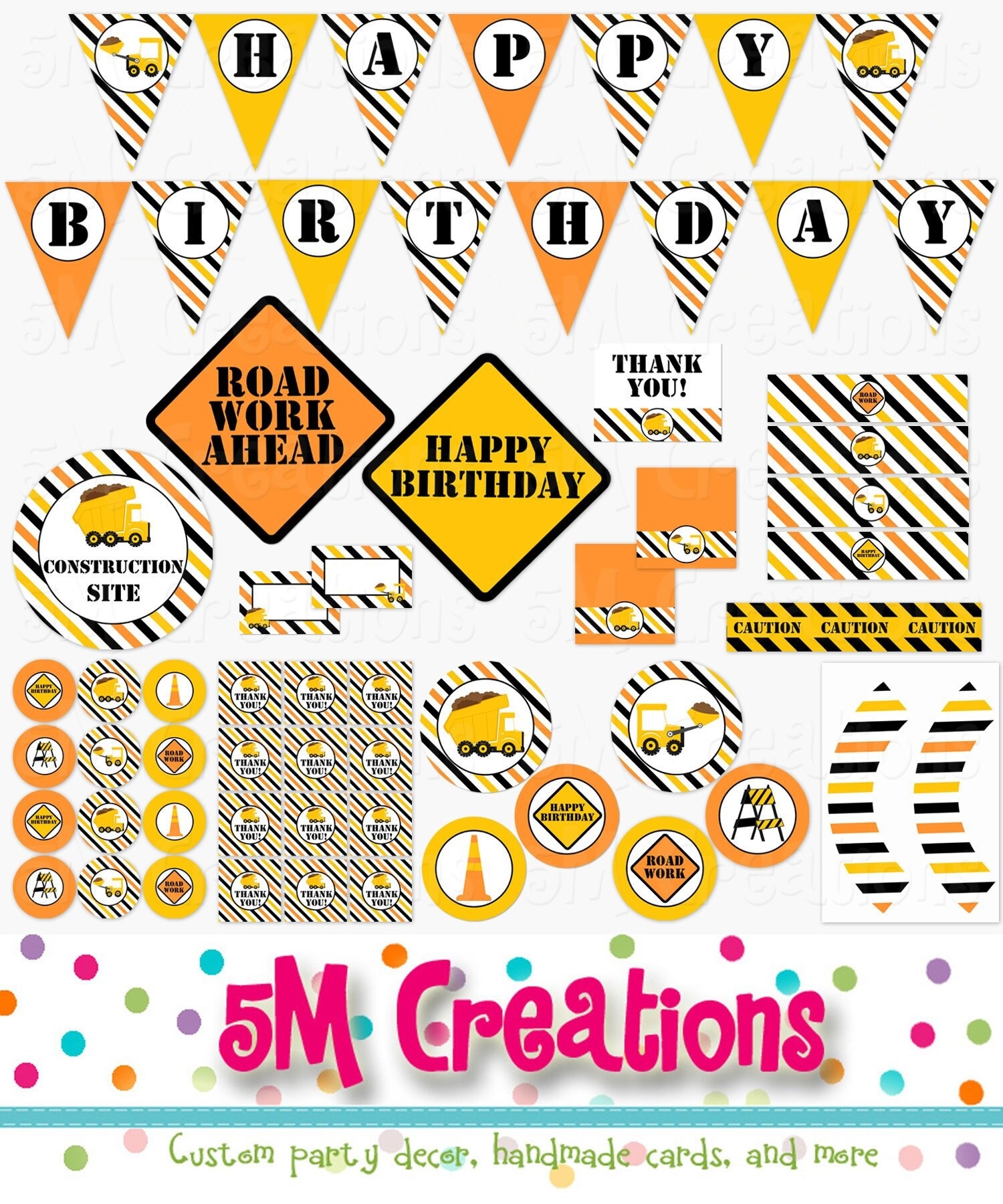 Construction Birthday Party Decorations Printable Package Dump Truck Decor Construction Party Supplies Banners Signs INSTANT DOWNLOAD Etsy