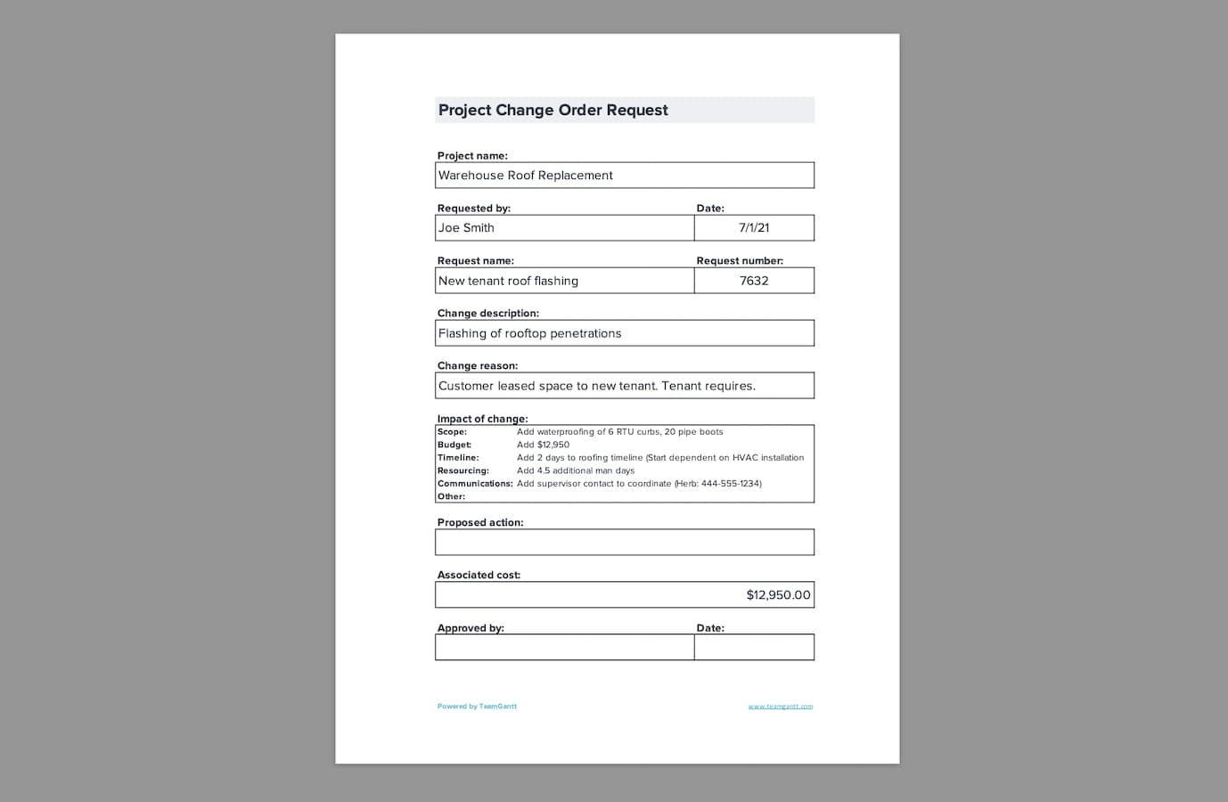 Construction Change Order Template Free Download TeamGantt