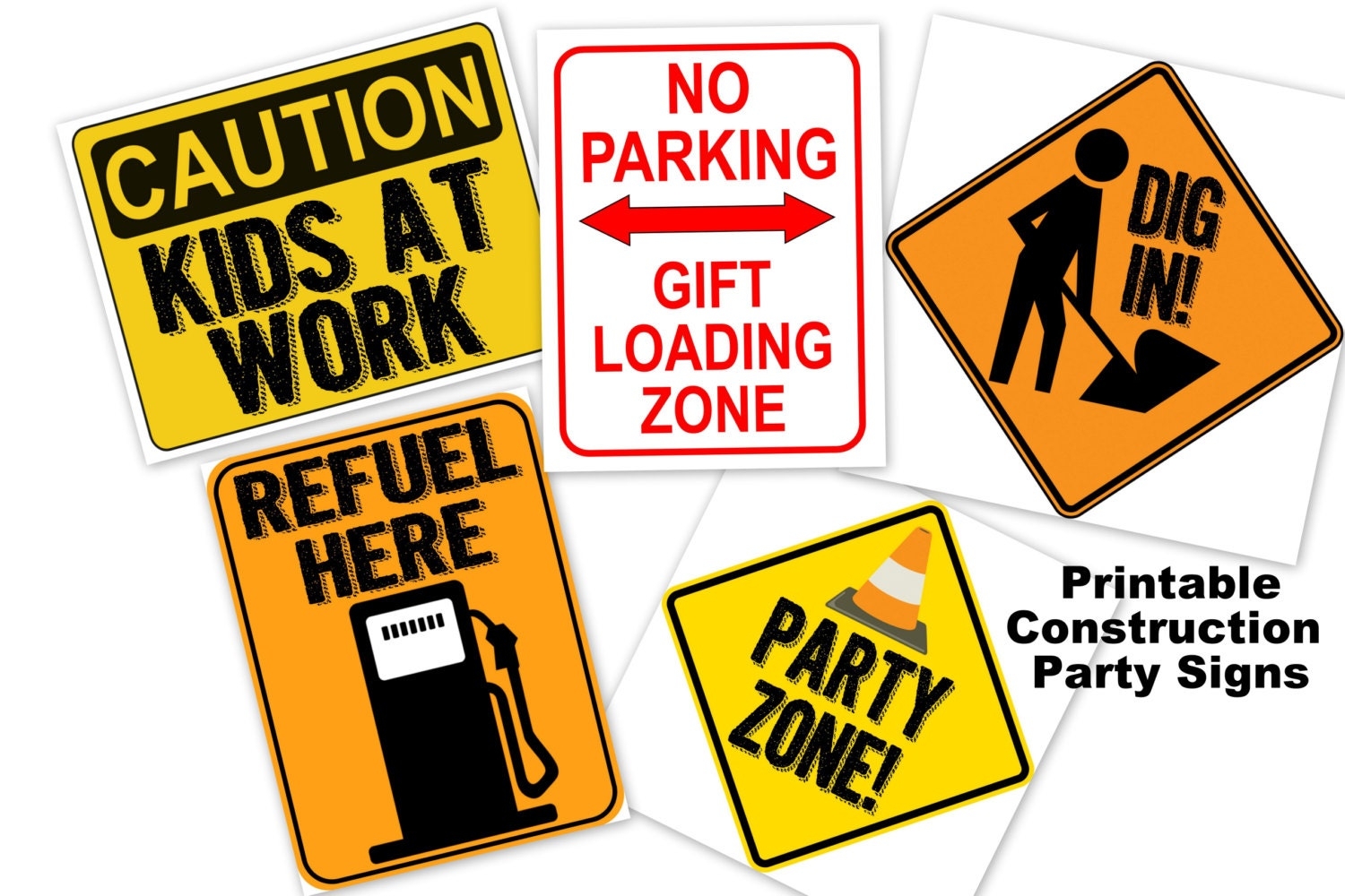 Construction Party Poster Sign PRINTABLE Dig In Party Zone Refuel Here Gift Loading Zone Kids At Work Birthday Party Baby Shower Etsy