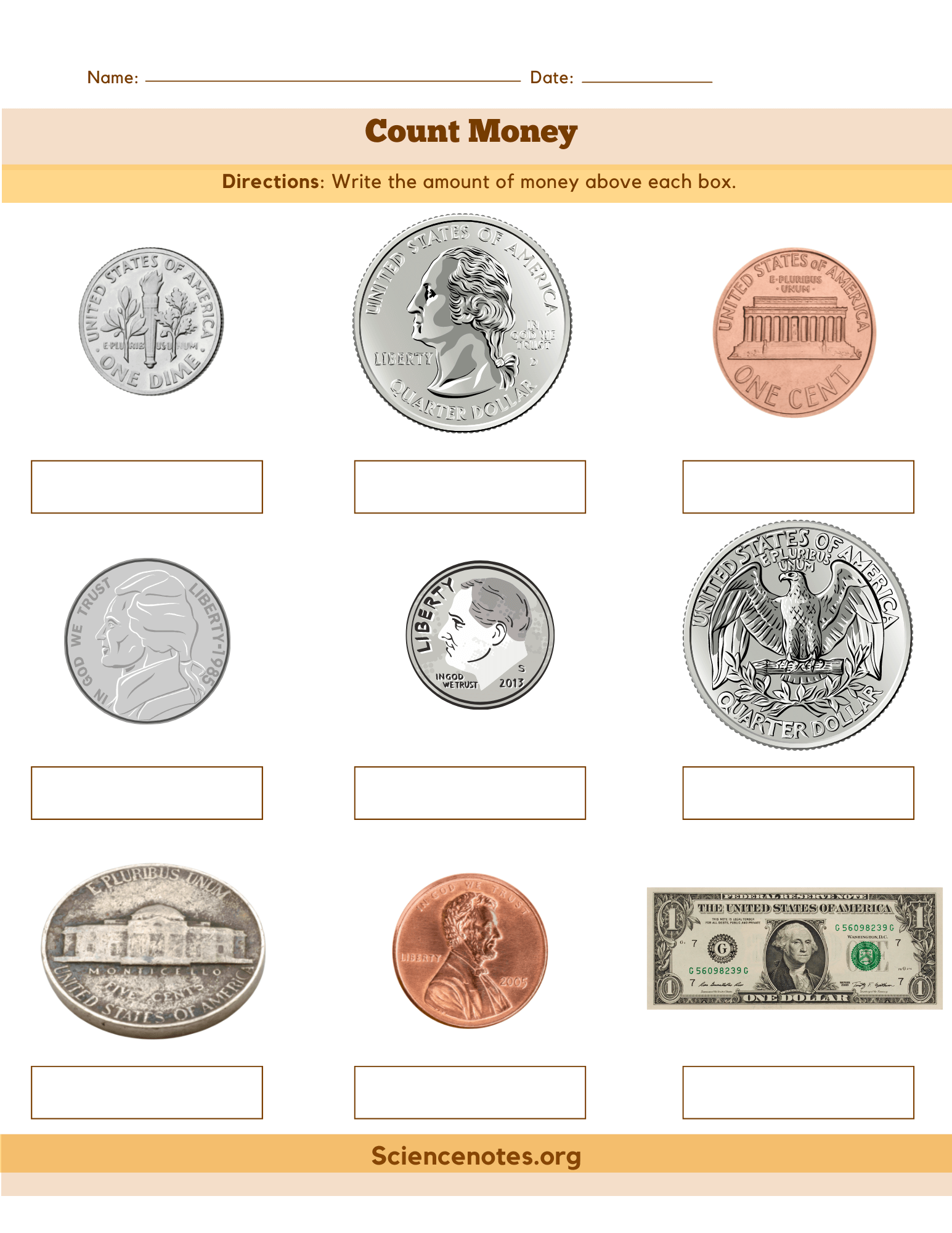 Free Printable Coin Worksheets
