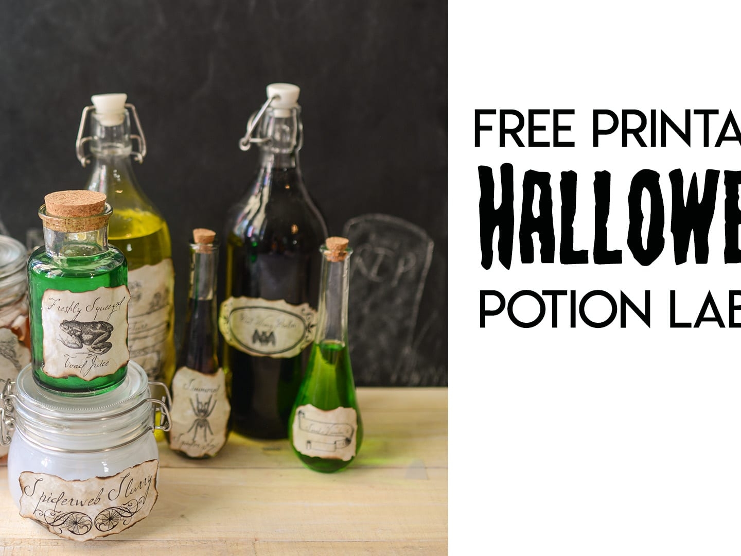 Creepy Halloween Potion Bottles Tutorial with Free Printable Labels Tikkido