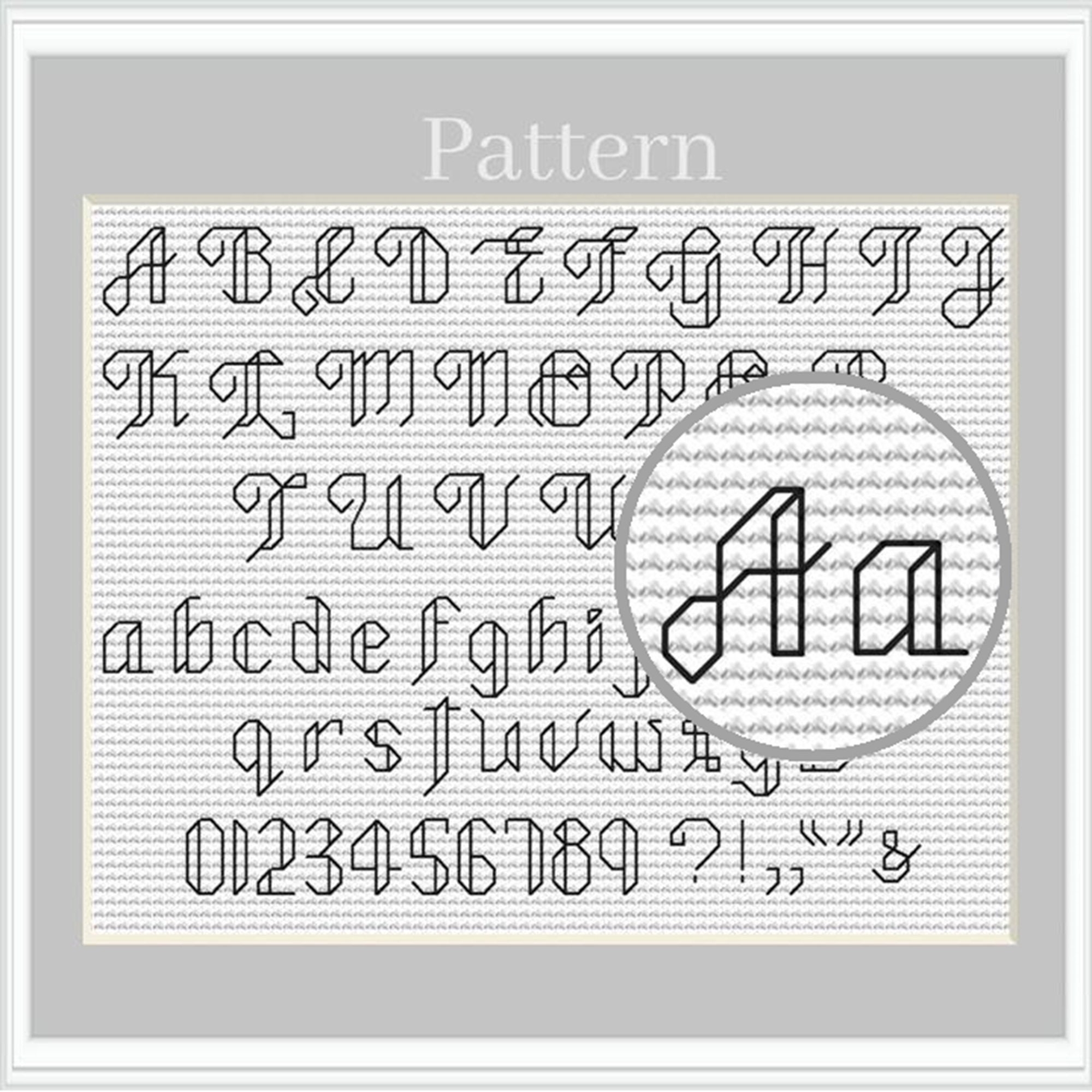 Cursive Font Cross Stitch Font Back Stitch Alphabet Backstitch Alphabet Etsy