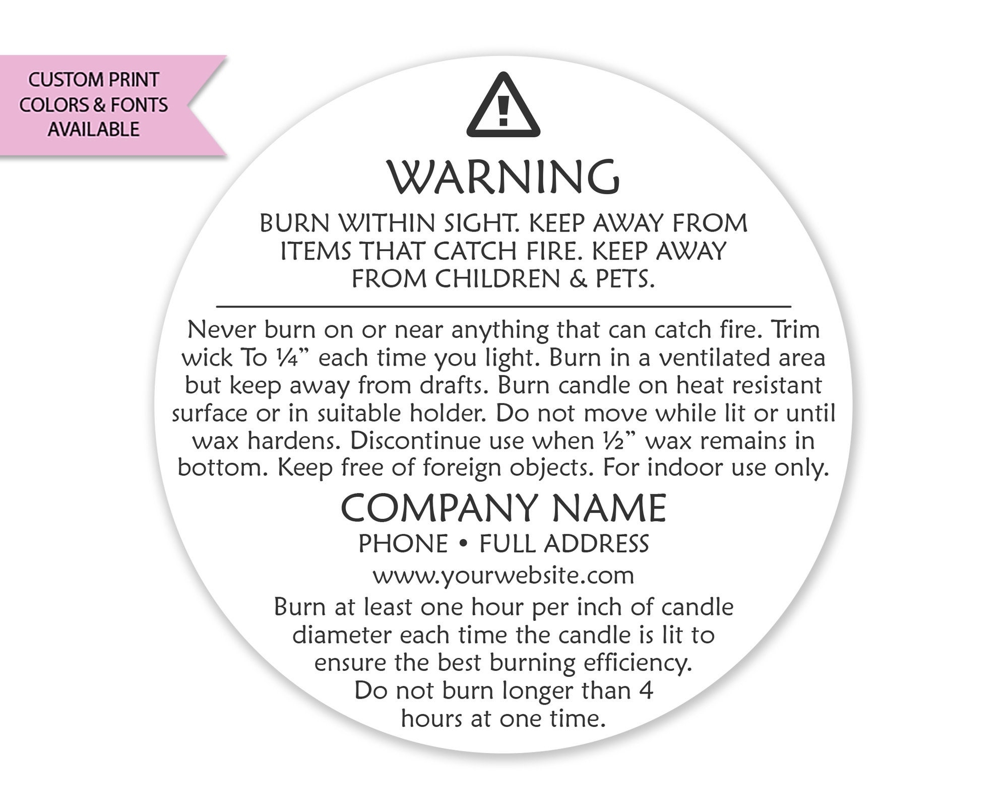 Custom Candle Warning Labels Custom Candle Warning Stickers Candle Warning Labels Candle Warning Sticker Customized Candle Warning Label Etsy