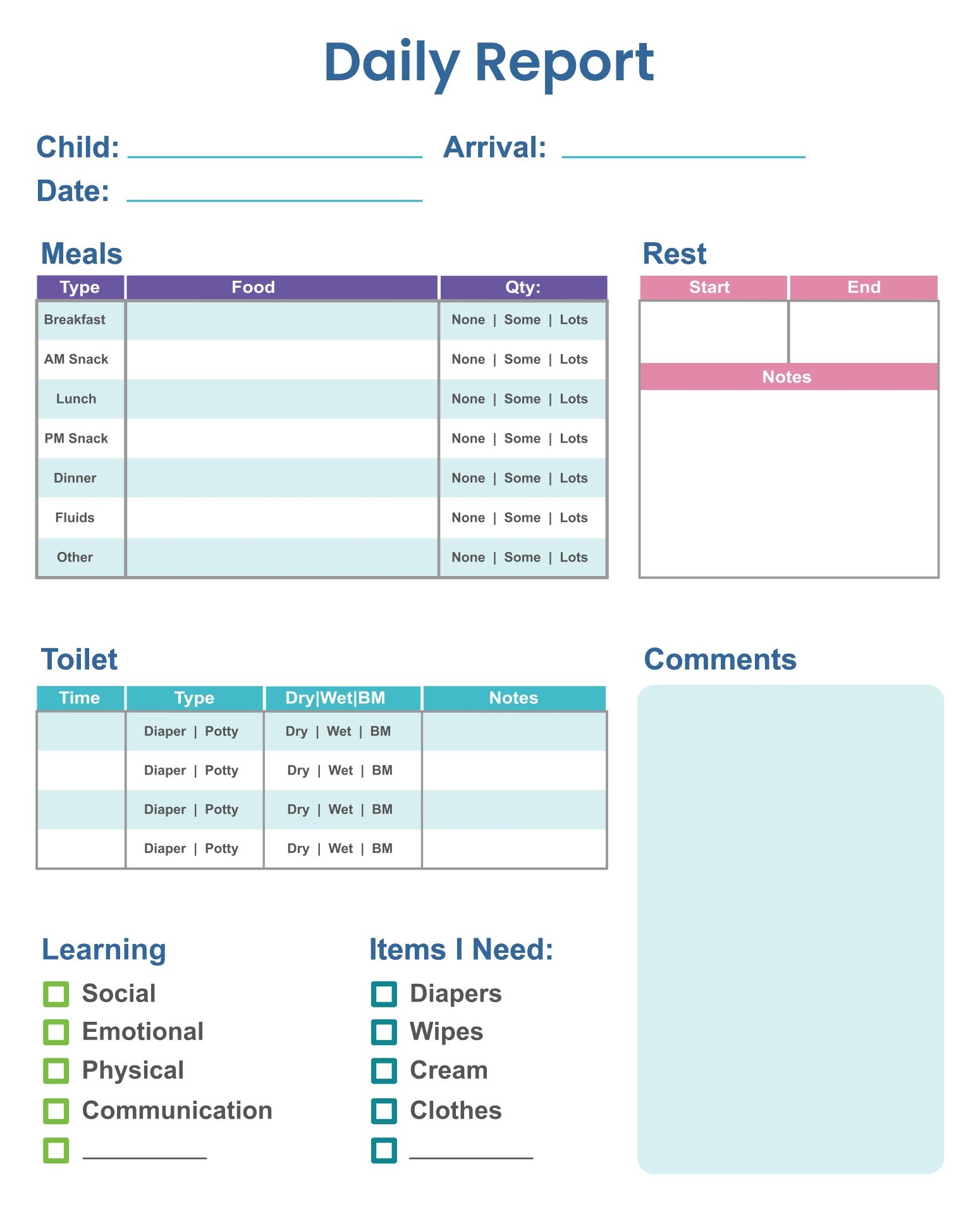 Daily Sheets For Toddlers 10 Free PDF Printables Printablee