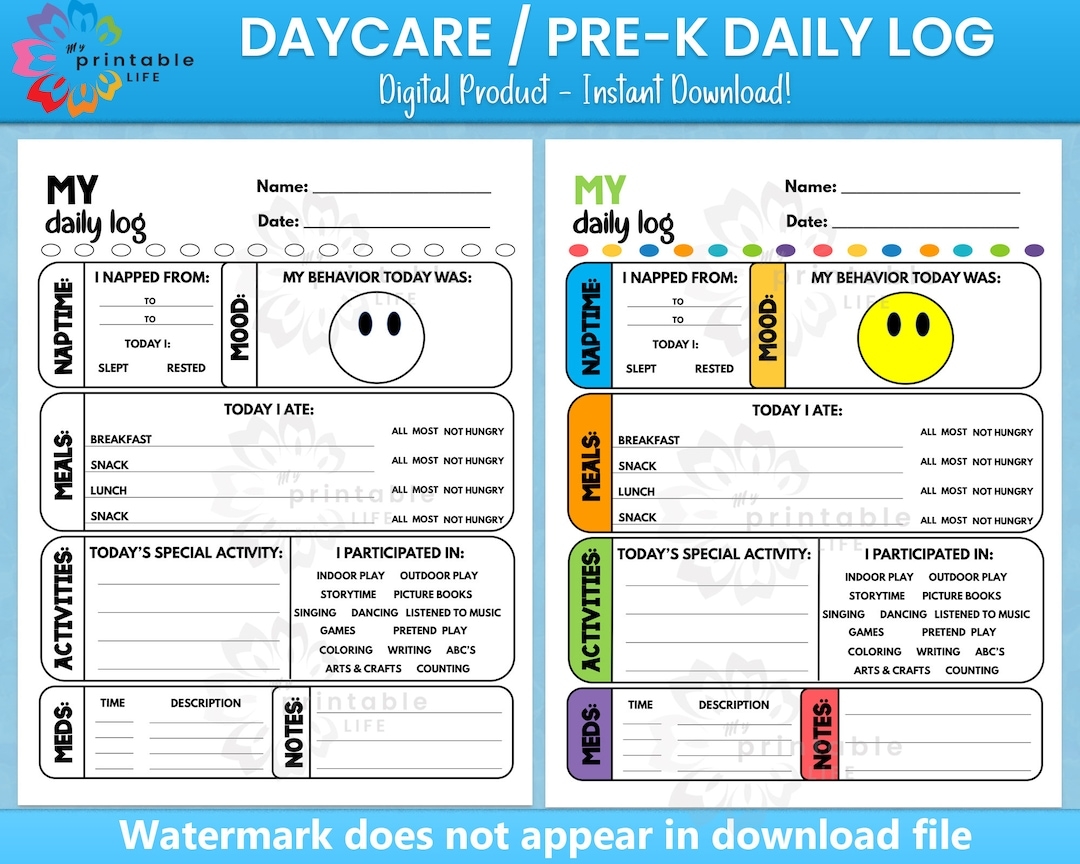 Free Printable Toddler Daily Report