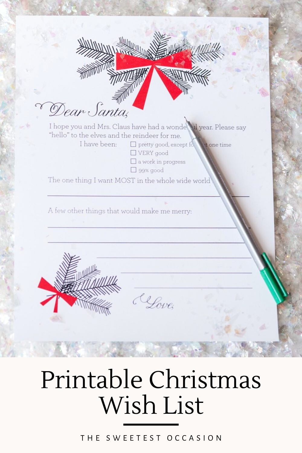 Santa Christmas List Free Printable